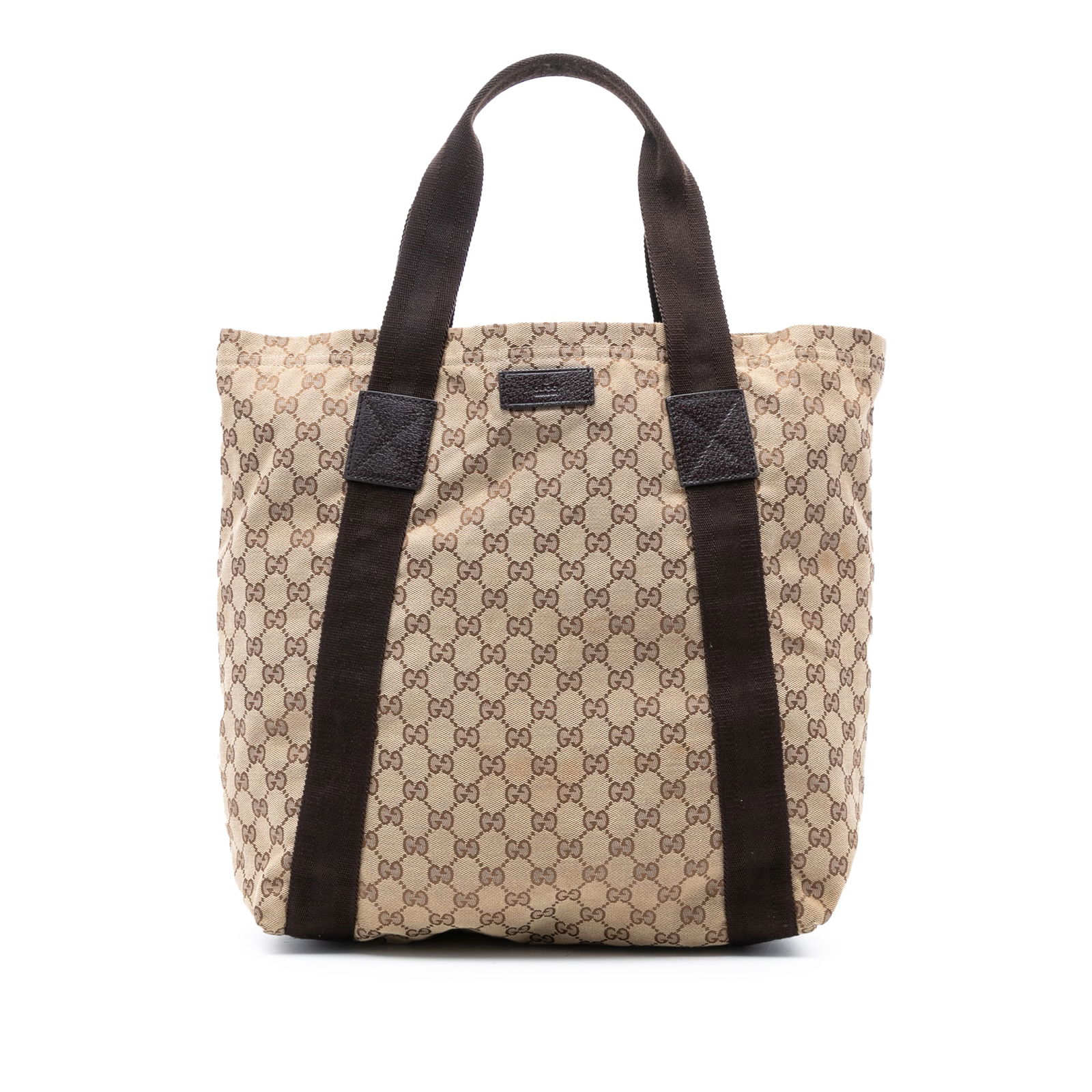 Gucci GG Canvas Tote Bag with Leather Trim Brown (1 of 7)