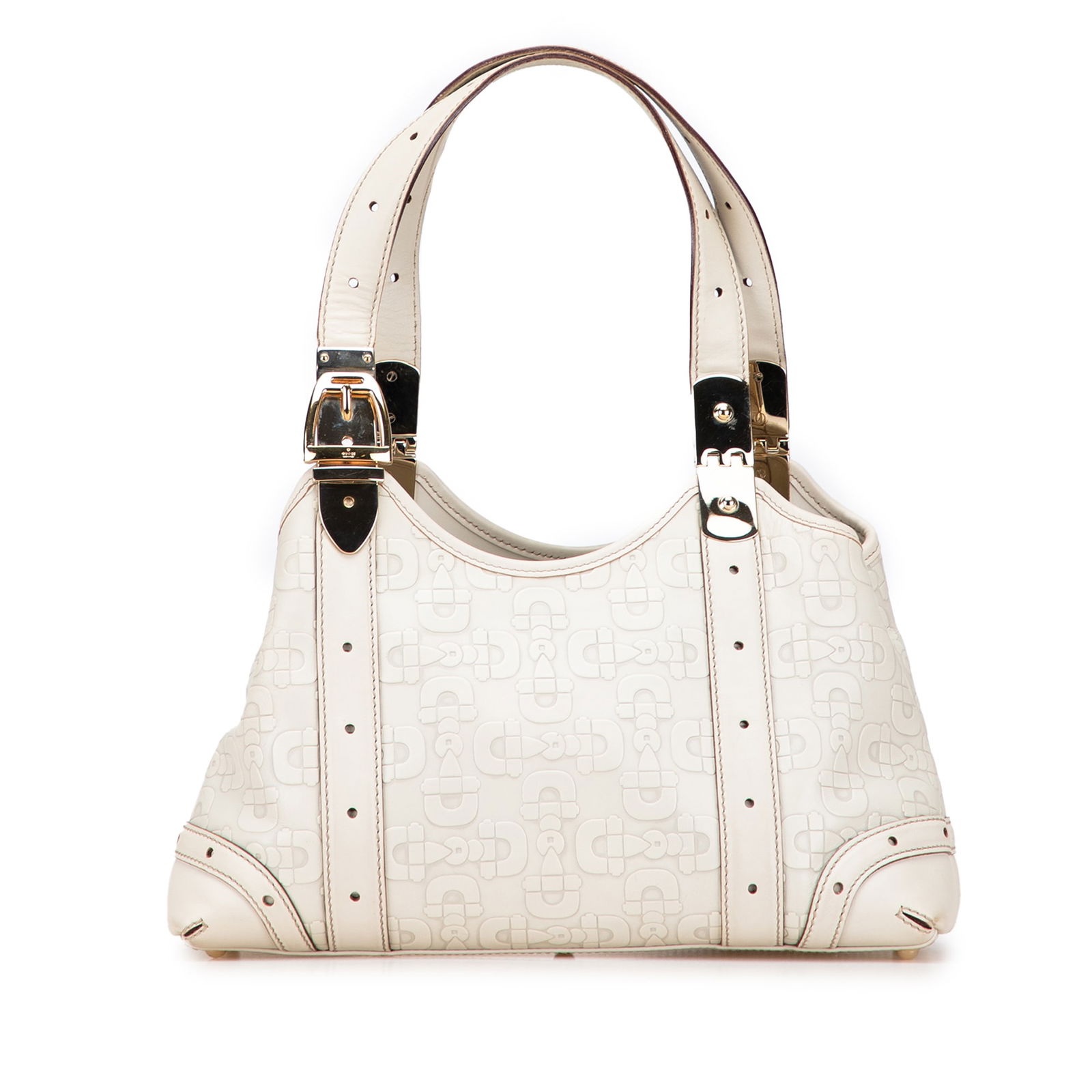 Gucci Horsebit Embossed Leather Shoulder Bag White Italy (1 of 11)