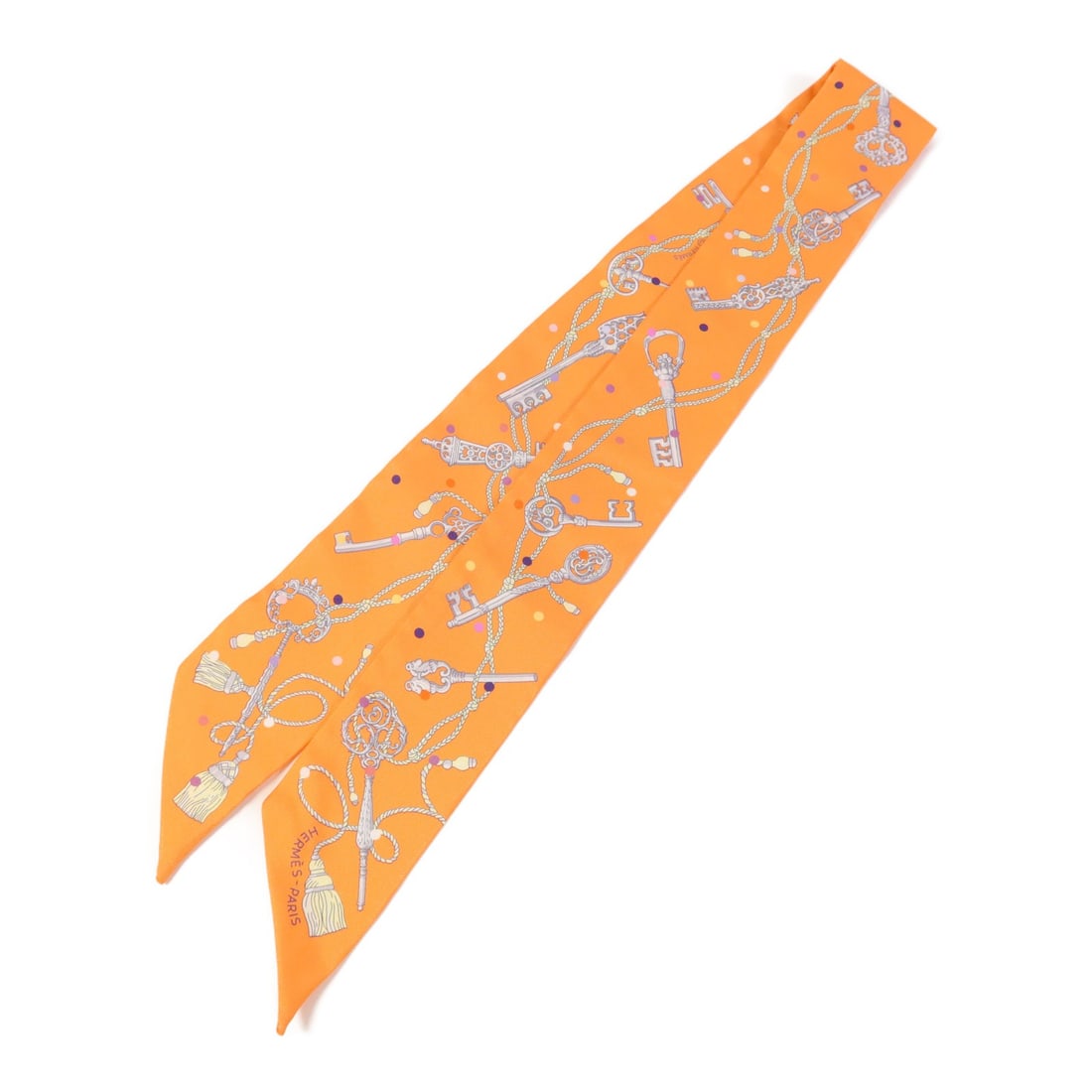 HERMES Orange Silk Twilly Scarf Made in France (1 of 10)