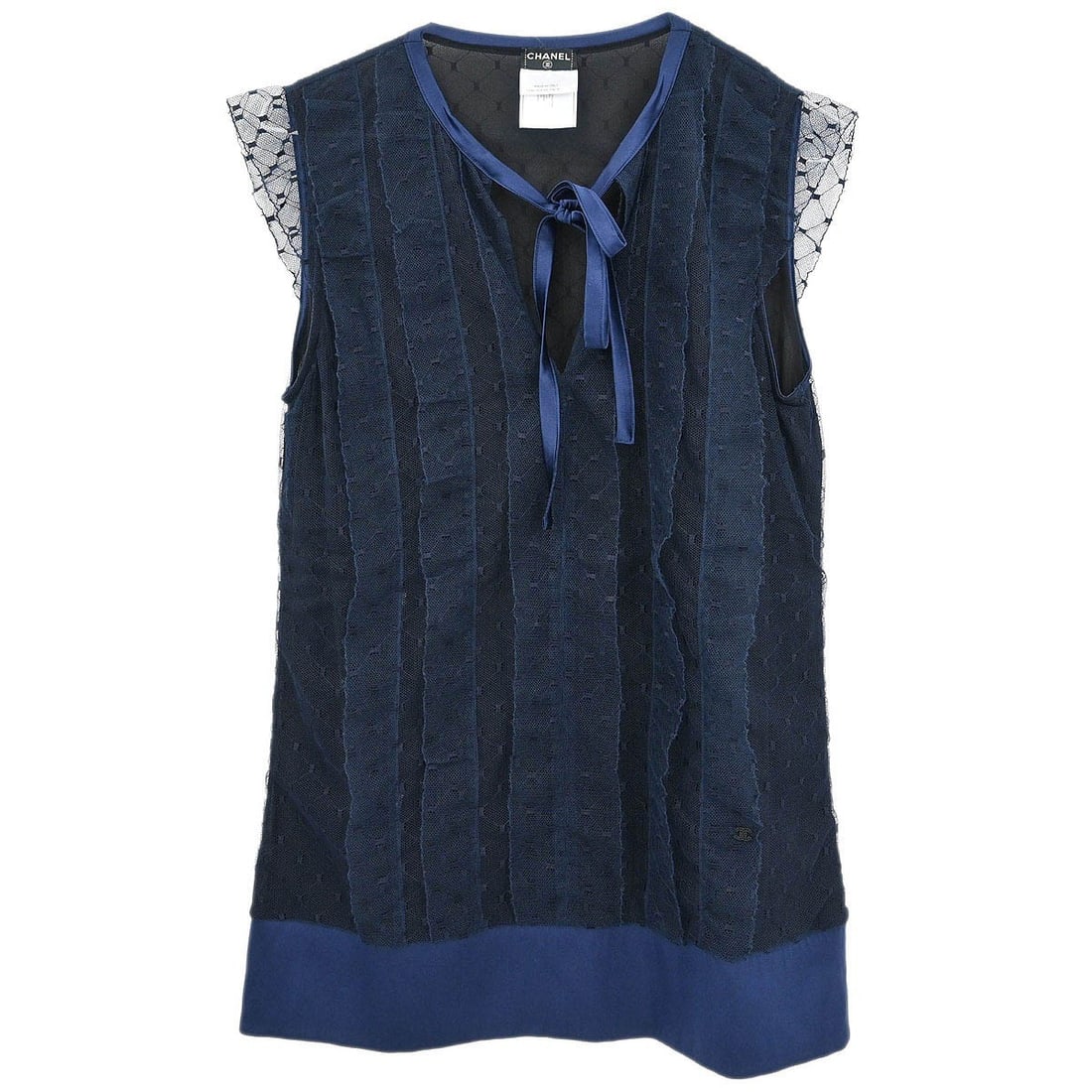 Chanel Navy Sleeveless Top 07A Size 40 Casual (1 of 10)
