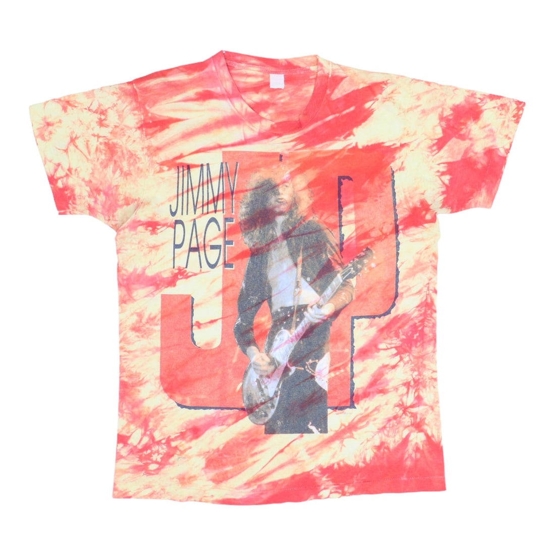 Vintage 1988 Jimmy Page Orange Tie Dye Shirt 100% Cotton: Vintage 1988 Jimmy Page Orange Tie Dye Shirt 100% Cotton This original vintage 1988 Jimmy Page Tie Dye Shirt is a unique piece that reflects the iconic style of the 1980s. Crafted from 100% cotton, th