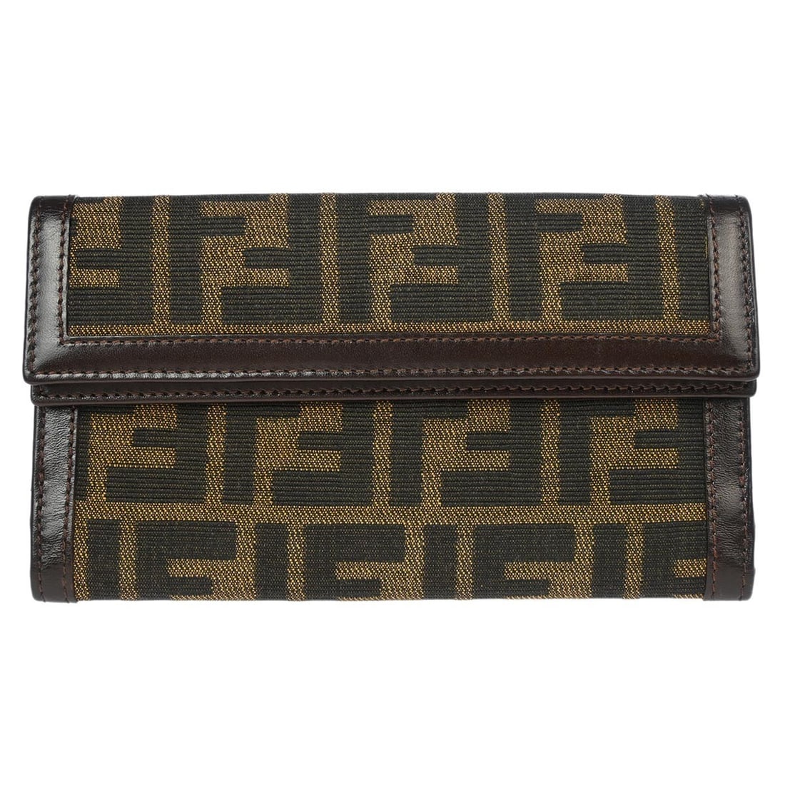 Fendi Vintage Brown Zucca Canvas Wallet Purse Folding Design (1 of 7)