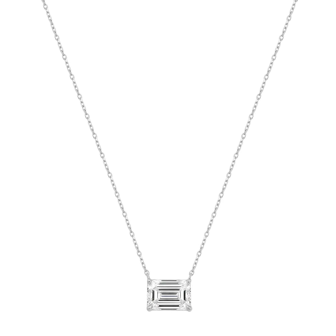 Rachel Koen 14K White Gold Emerald Cut Lab Grown Diamond Pendant Necklace 2.02Cttw: Rachel Koen 14K White Gold Emerald Cut Lab Grown Diamond Pendant Necklace 2.02Cttw Elevate your jewelry collection with this stunning Emerald Cut Lab Grown Diamond Pendant Necklace. Expertly crafted i