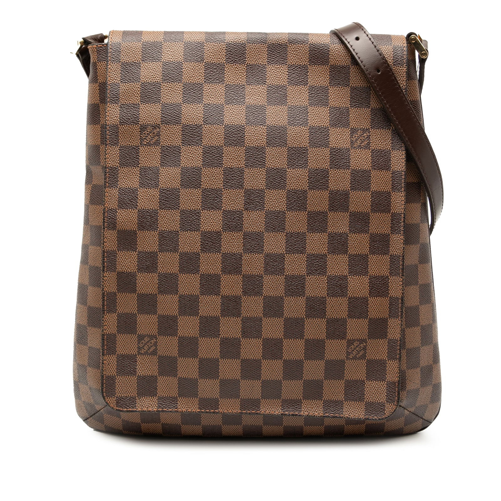 Louis Vuitton Musette Salsa GM shoulder bag in Damier Ebene canvas: Louis Vuitton Musette Salsa GM shoulder bag in Damier Ebene canvas This Louis Vuitton Damier Ebene Musette Salsa GM features a signature damier canvas exterior, an adjustable flat leather shoulder str