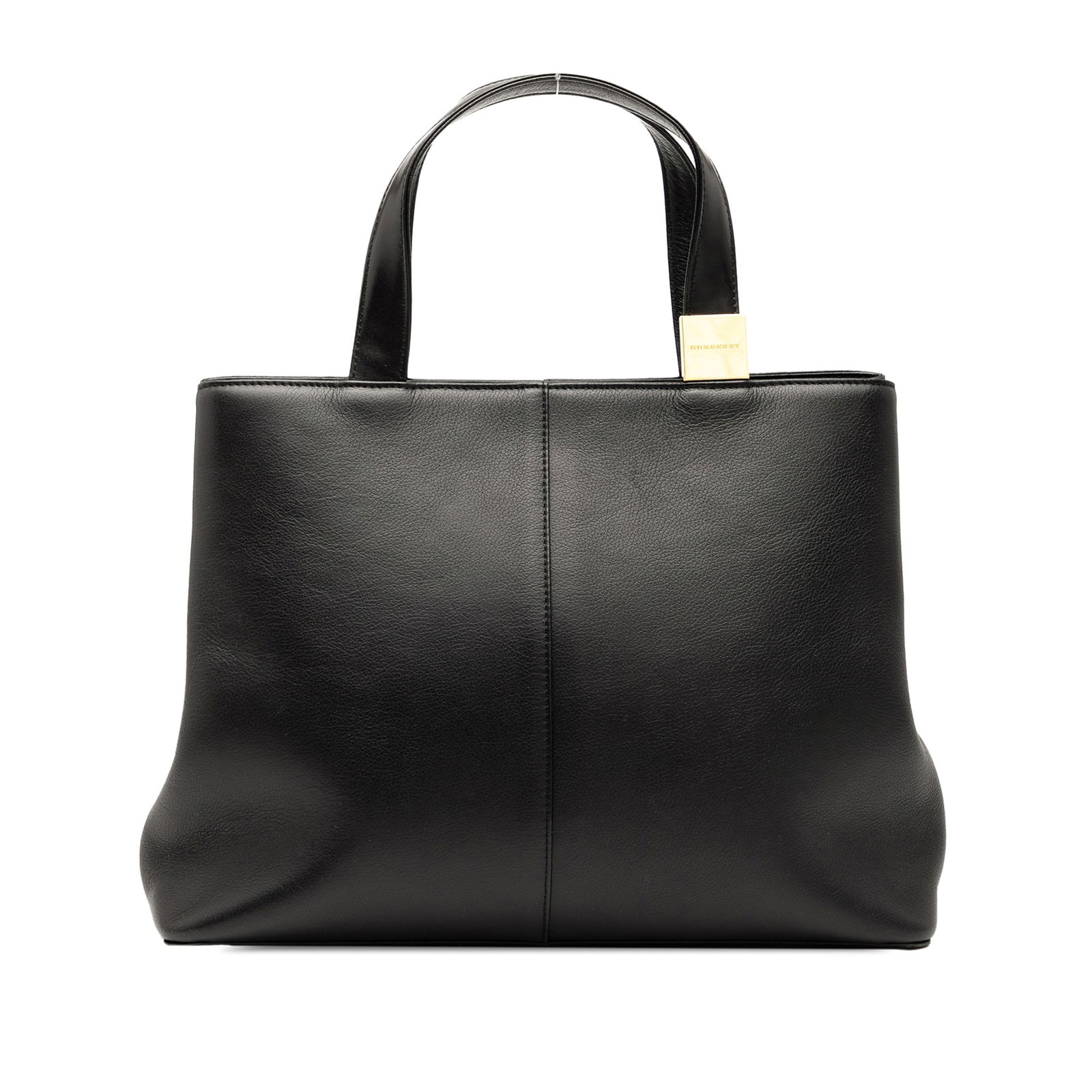 Black Leather Tote Bag by Burberry with Magnetic Snap Closure (1 of 6)
