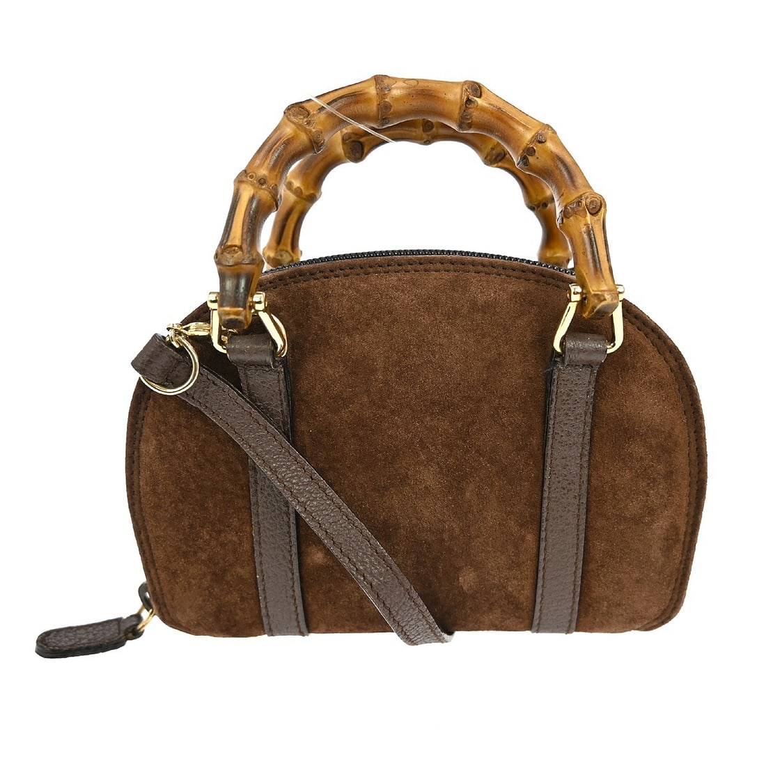 Gucci Brown Suede Bamboo 2way Top Handle Handbag YQ04523 (1 of 8)