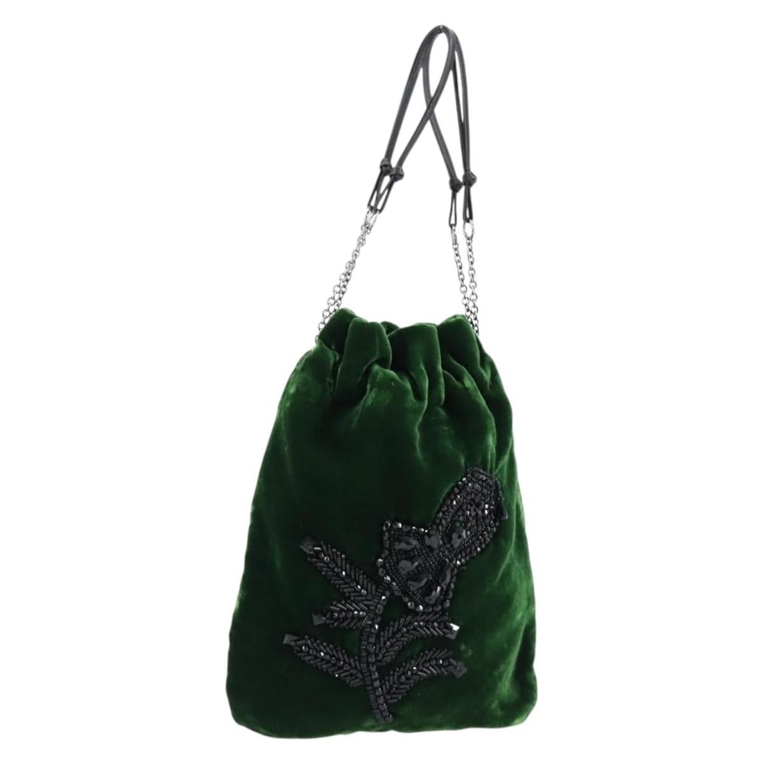 Green Prada Beaded Pouch Handbag (1 of 1)
