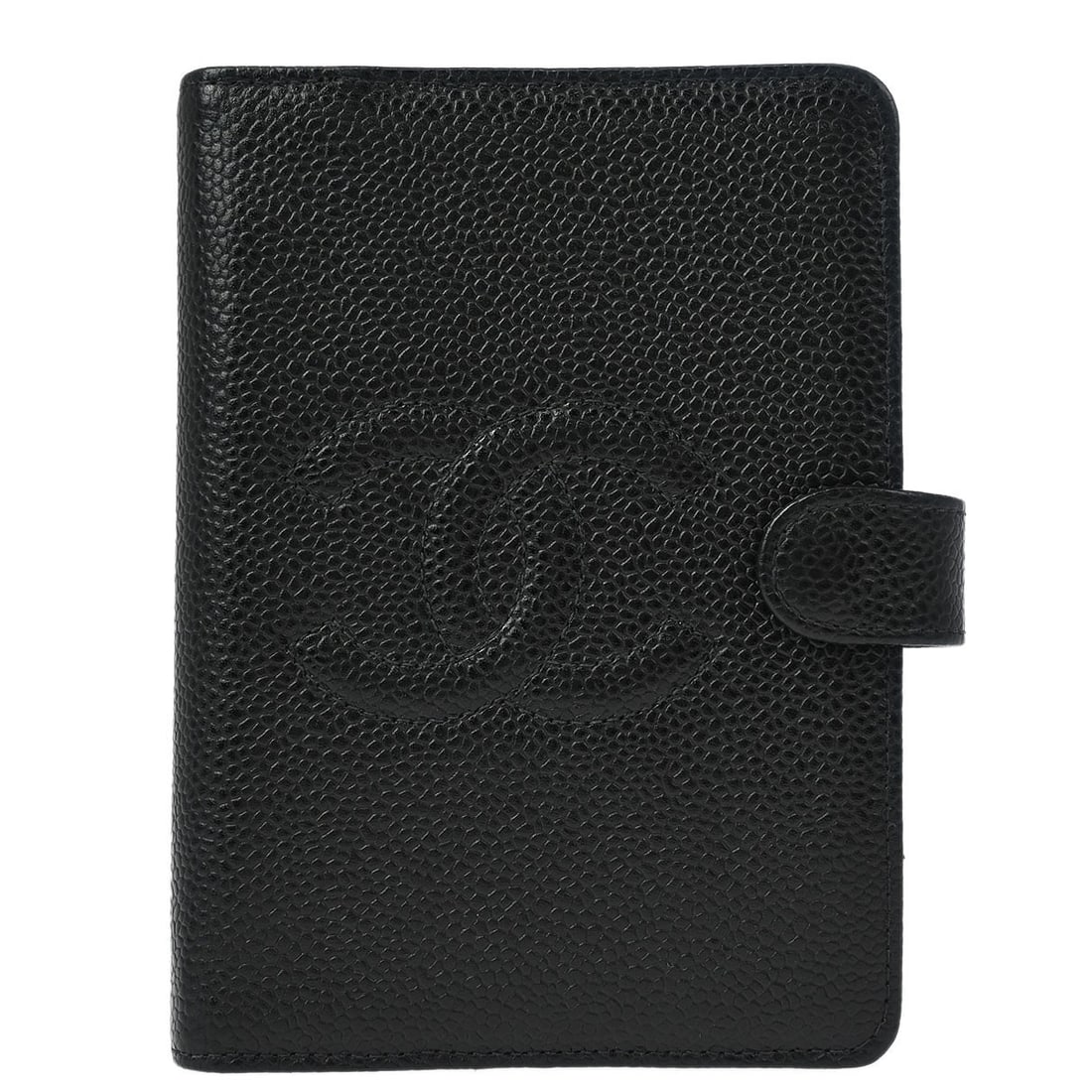 Chanel Black Calfskin Small Notebook Cover: Chanel Black Calfskin Small Notebook Cover This Chanel notebook cover is crafted from luxurious black calfskin, presenting a sophisticated and elegant accessory for your daily notes or professional us