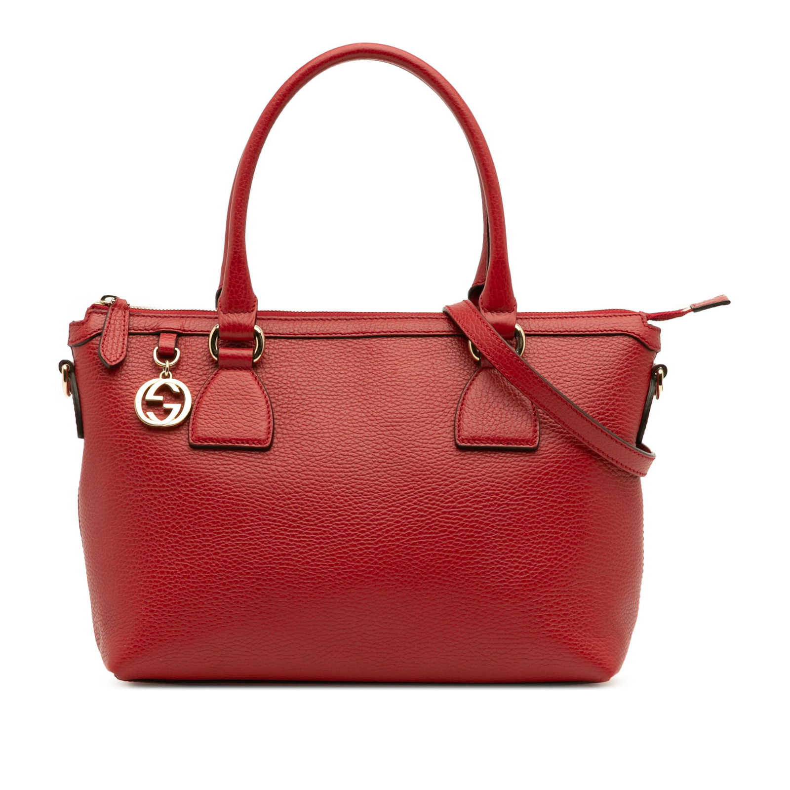Gucci Dollar Calfskin GG Charm Satchel Leather Red Italy (1 of 12)