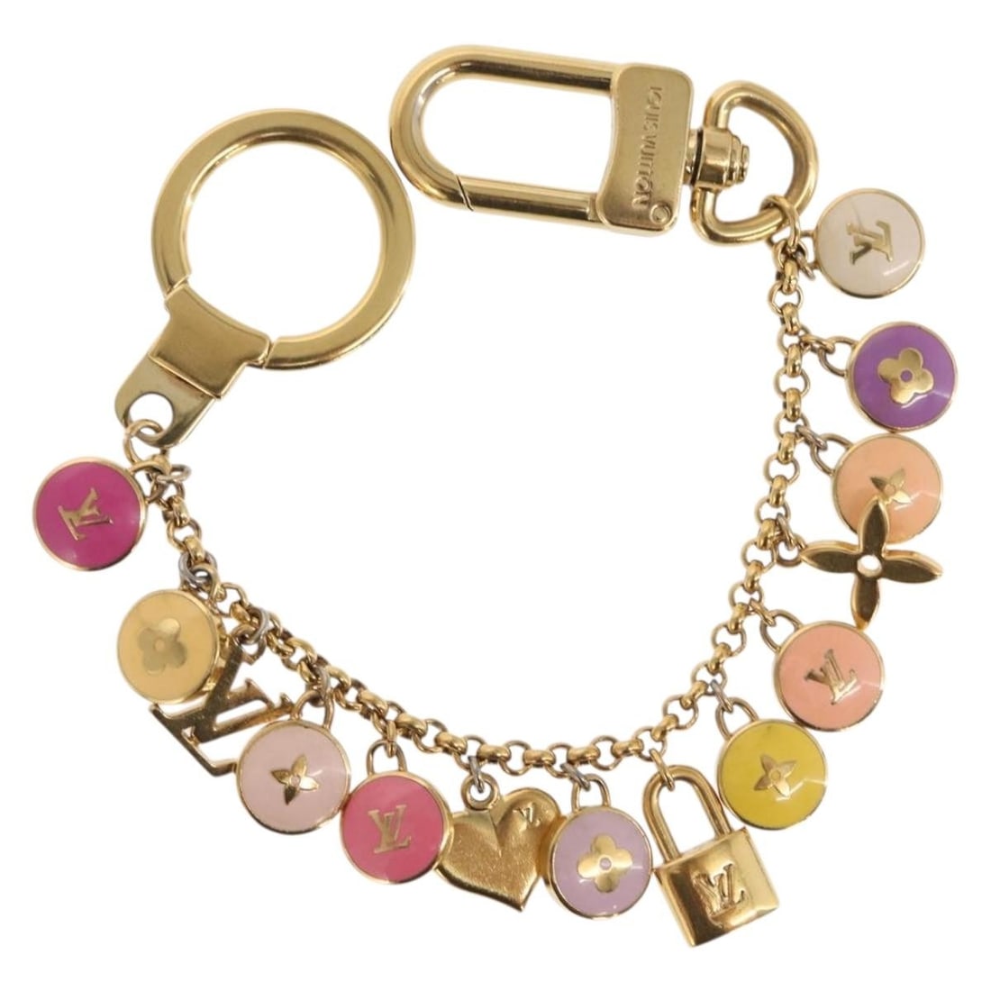 Louis Vuitton M66172 Chaine Pastille Gold Metal Key Holder with Box (1 of 12)