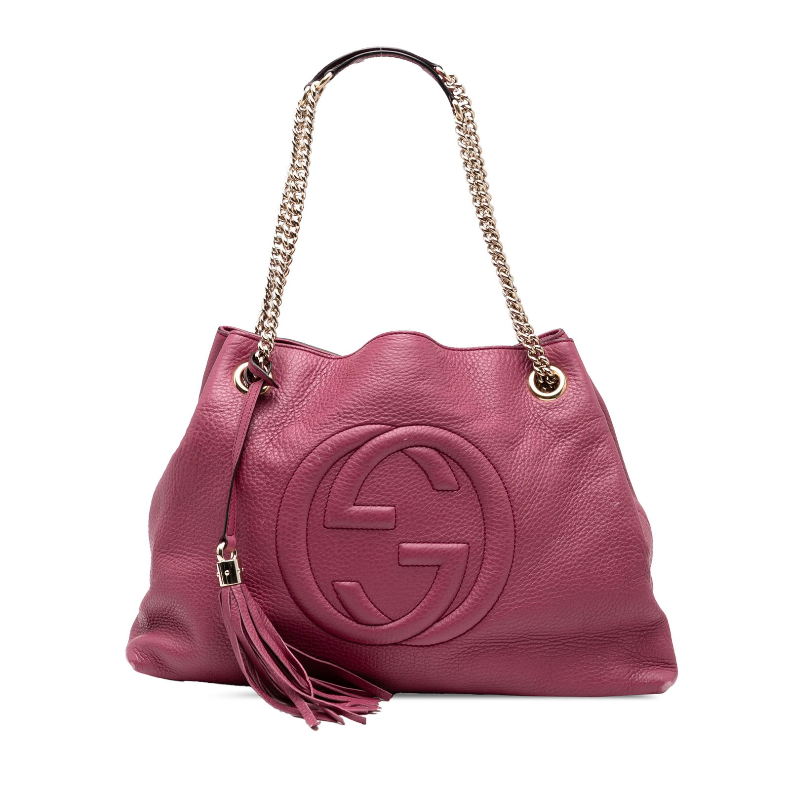 Gucci Medium Leather Soho Chain Tote Pink with Tassel Detail (1 of 7)