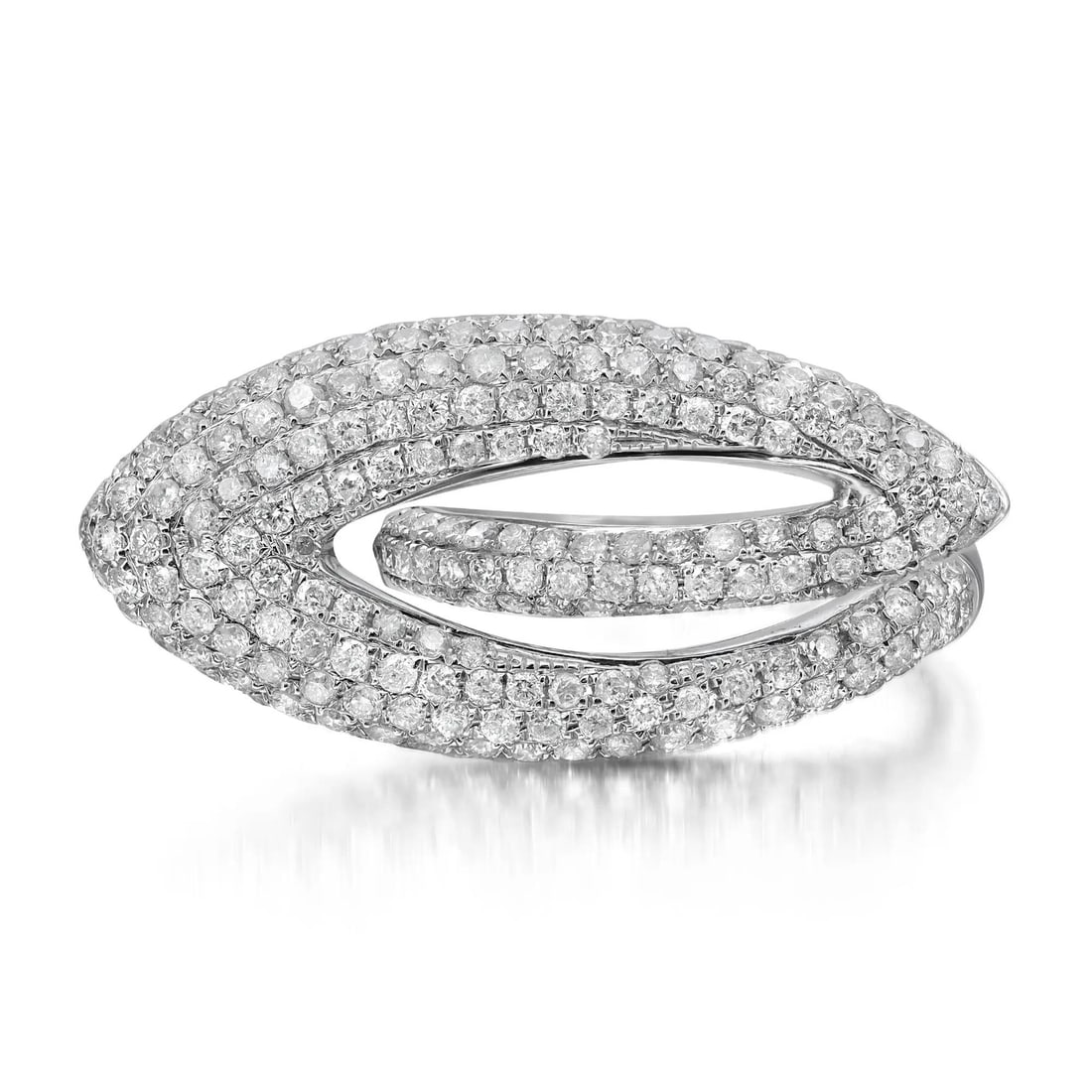 Rachel Koen 2.26CTW Pave Set Round Diamond Cocktail Ring 14K White Gold (1 of 5)