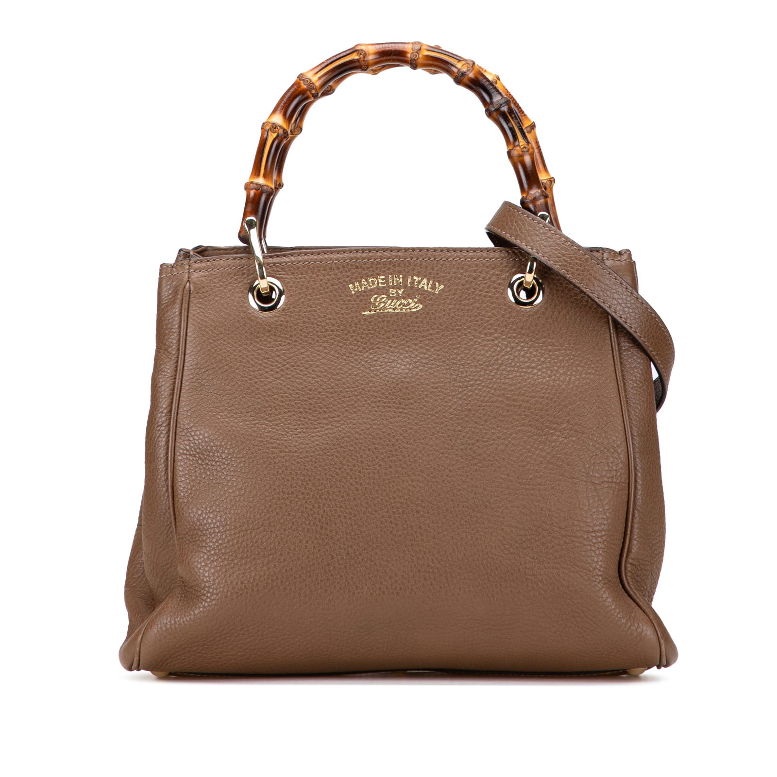 Gucci Small Calfskin Bamboo Shopper Satchel Brown Leather Bag: Gucci Small Calfskin Bamboo Shopper Satchel Brown Leather Bag This Gucci Small Calfskin Bamboo Shopper Satchel is a stylish blend of elegance and functionality. Crafted from high-quality leather, it f