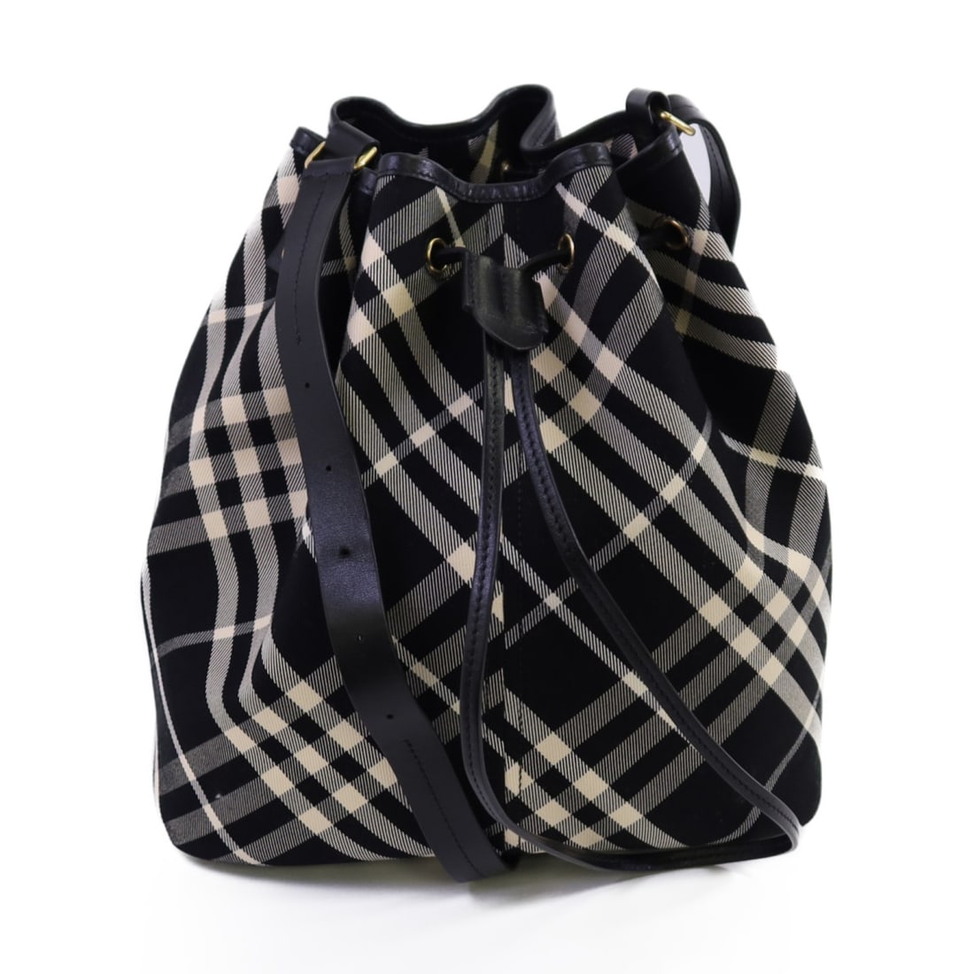 Burberry Canvas Shoulder Crossbody Bag Black and Beige with Gold Hardware (1 of 15)