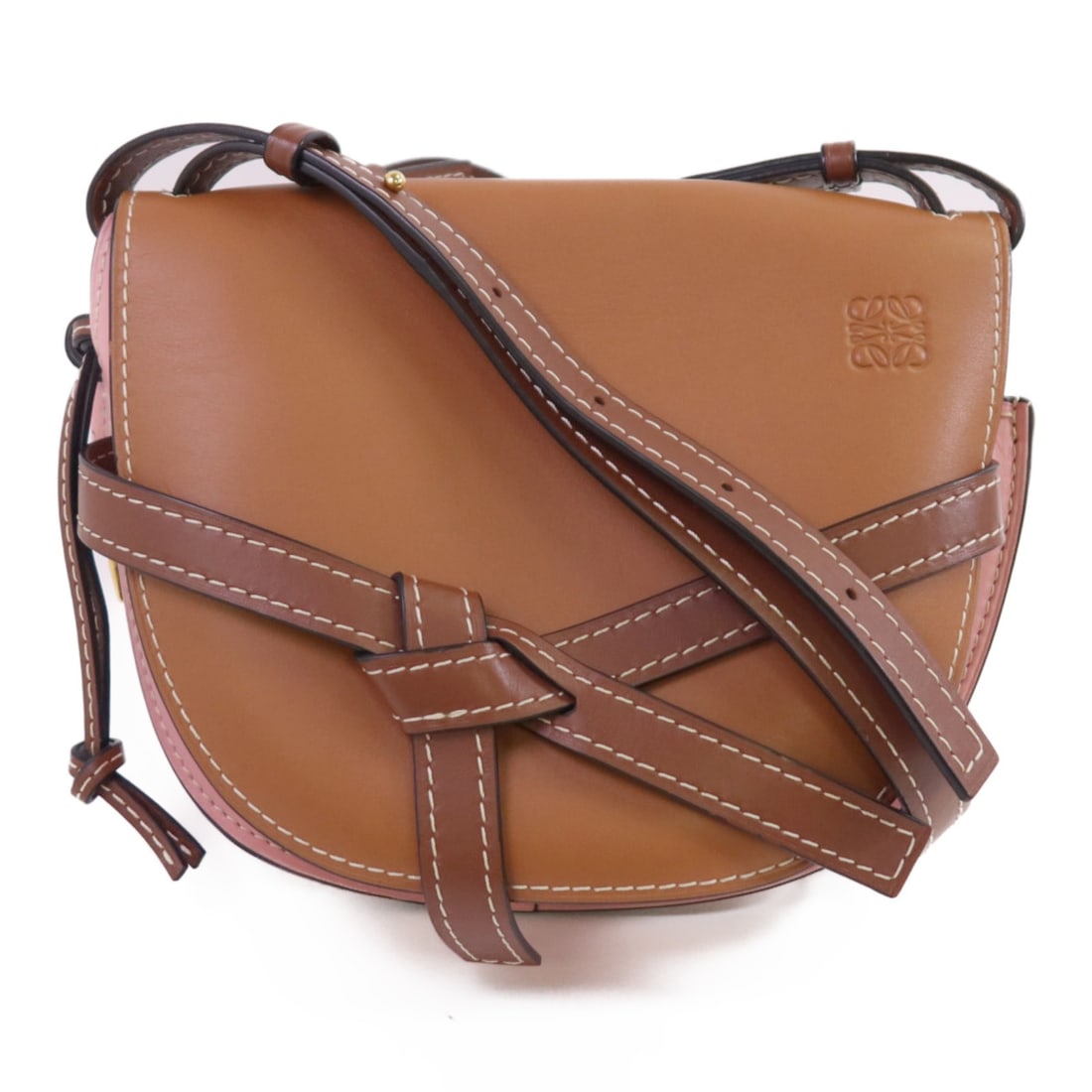 Gate Small Shoulder Bag by Loewe in Brown and Pink Calfskin Leather (1 of 17)