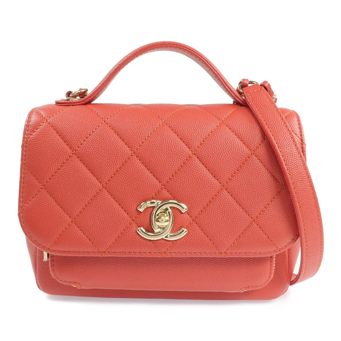 Chanel Calfskin 2way Shoulder Bag with Chain and Gold Hardware Red (1 of 18)