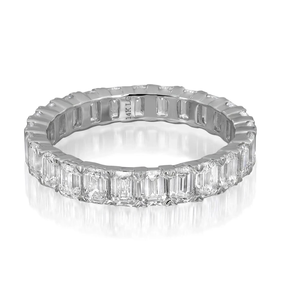Rachel Koen 14K White Gold Emerald Cut Diamond Eternity Band Ring 3.09Cttw Size 7: Rachel Koen 14K White Gold Emerald Cut Diamond Eternity Band Ring 3.09Cttw Size 7 This exquisite Emerald Cut Lab Grown Diamond Eternity Band Ring showcases 25 brilliant white diamonds set in a sophist