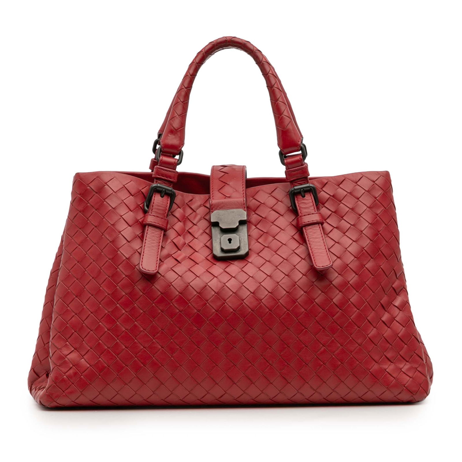 Bottega Veneta Small Roma Satchel Red Nappa Leather (1 of 12)