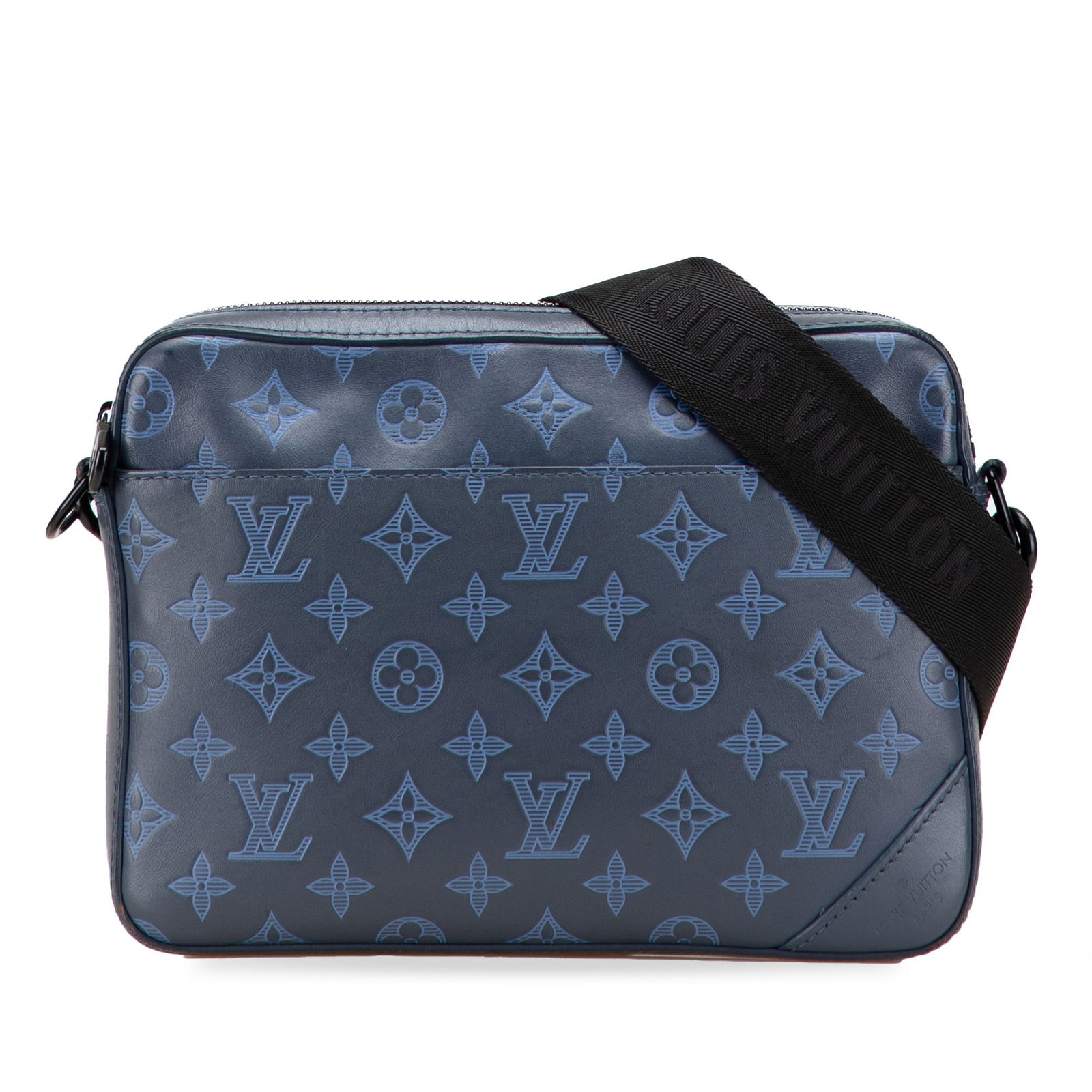 Louis Vuitton Monogram Shadow Duo Messenger Bag Blue Leather: Louis Vuitton Monogram Shadow Duo Messenger Bag Blue Leather This Louis Vuitton Monogram Shadow Duo Messenger is a stylish and functional accessory made from premium monogram leather. It features a fl