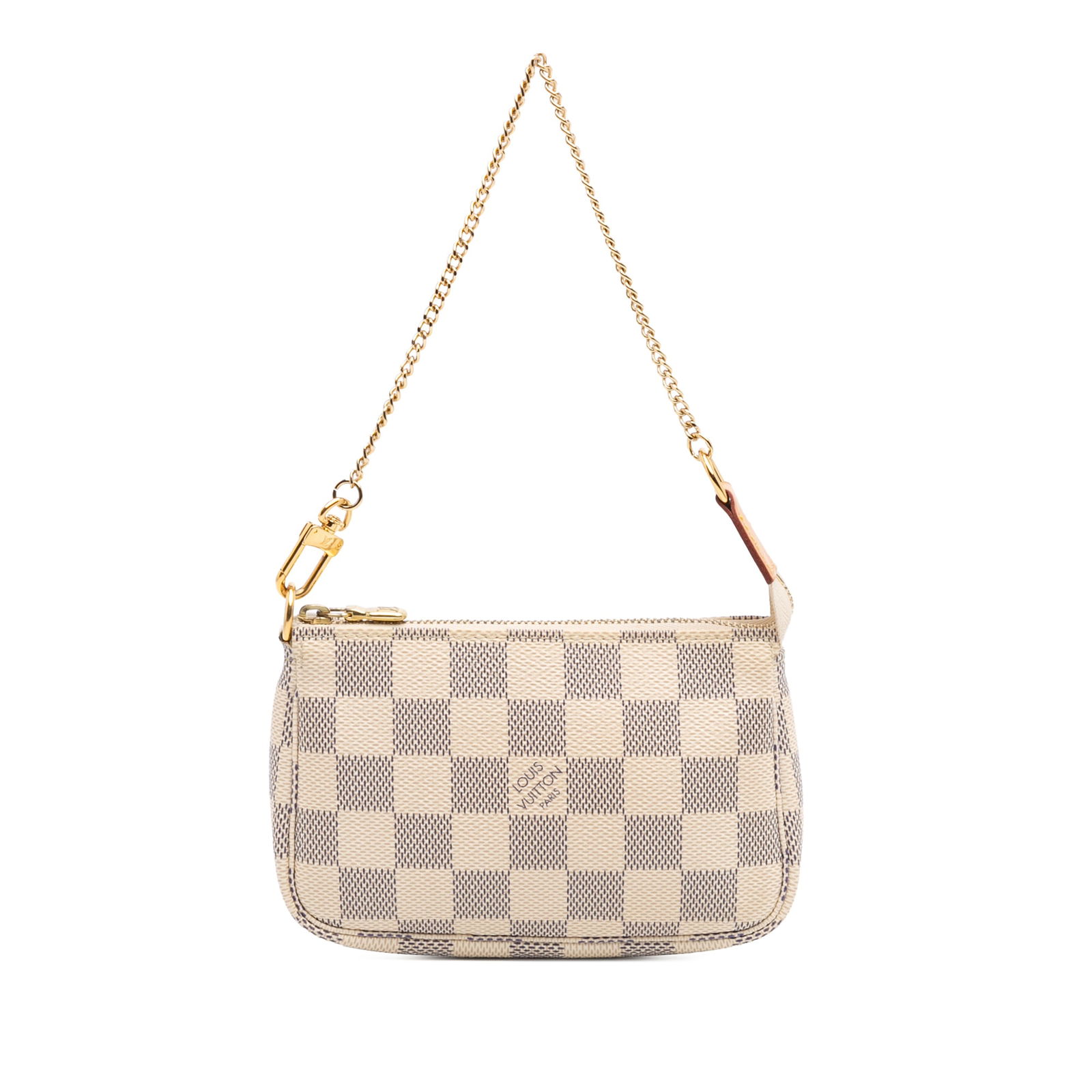 Louis Vuitton Damier Azur Mini Pochette Accessoires White Fabric Bag: Louis Vuitton Damier Azur Mini Pochette Accessoires White Fabric Bag The Louis Vuitton Damier Azur Mini Pochette Accessoires is a stylish and functional accessory crafted from damier azur canvas. This