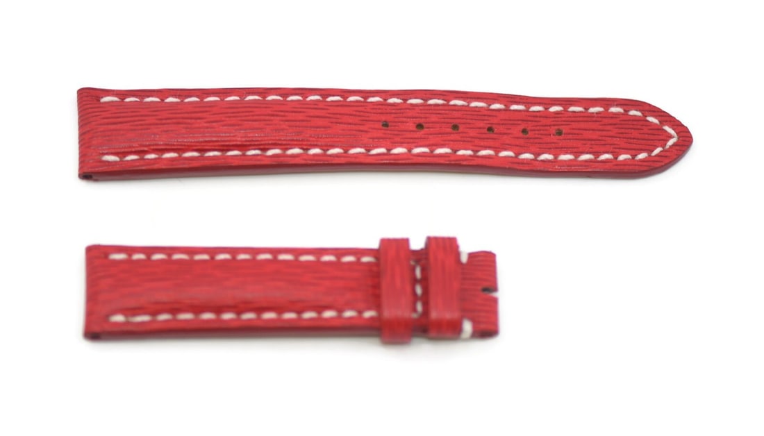 Authentic Breitling Red Leather Wristwatch Strap 18mm (1 of 2)