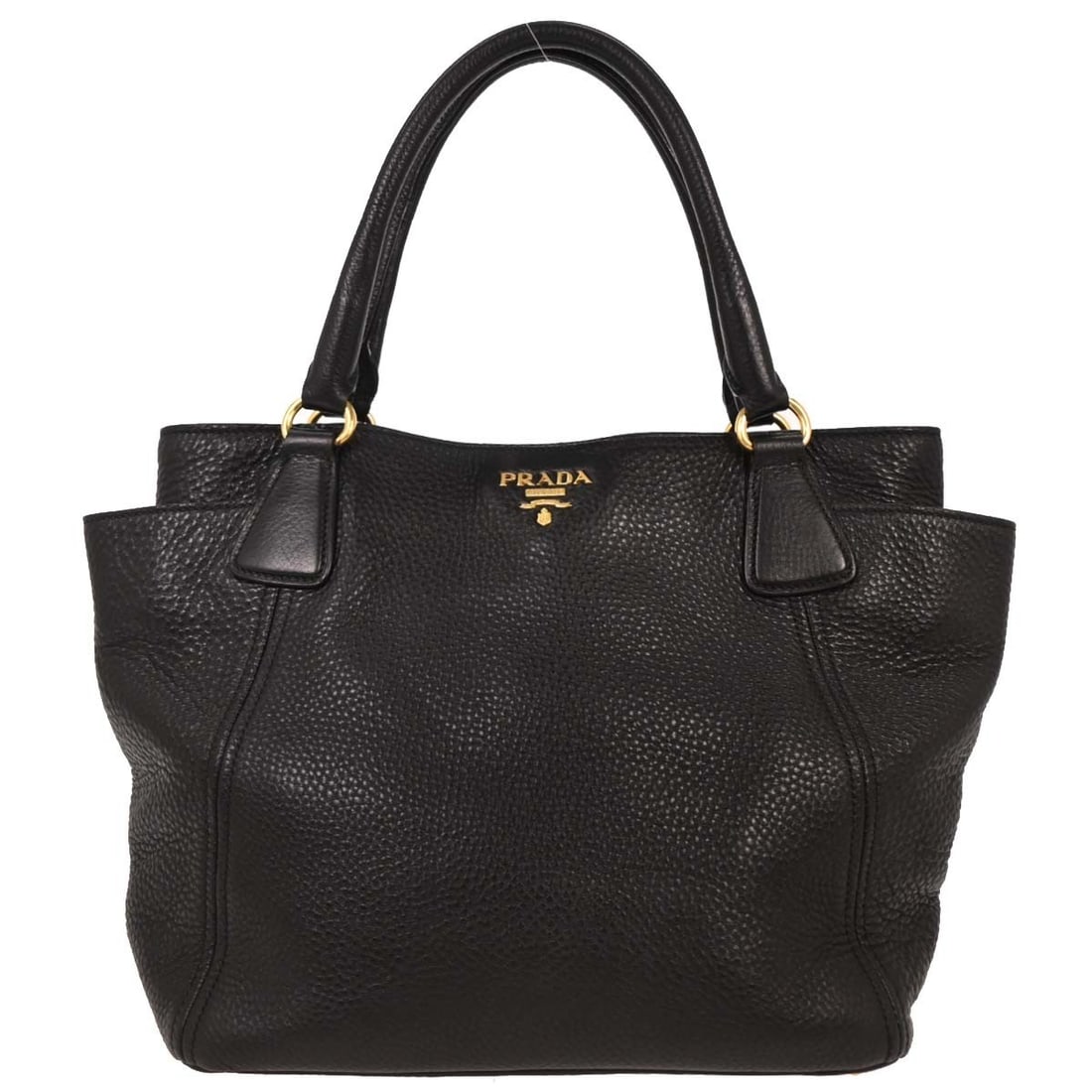 Convertible Tote Bag with Side Pockets by Prada in Black (1 of 1)