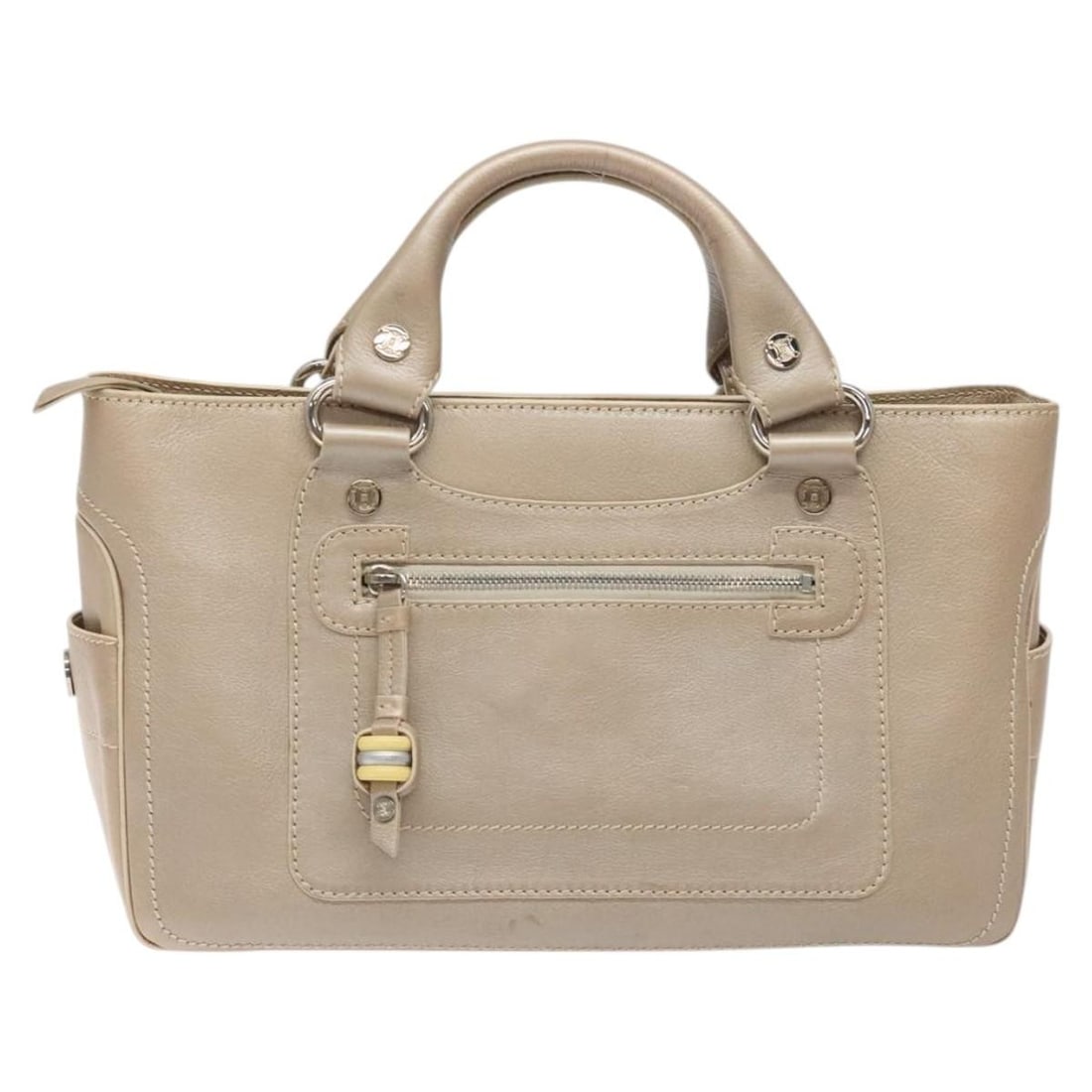 Boogie Satchel Handbag by Celine in Gold Tone: Boogie Satchel Handbag by Celine in Gold Tone This Celine Boogie Satchel is a stylish bag designed for women. It features a gold-toned exterior with minor signs of wear, including slight rubbing and s