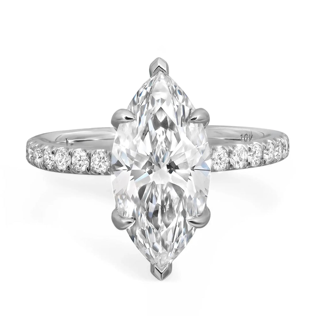 Rachel Koen 18K White Gold Marquise Cut Lab Grown Diamond Engagement Ring 3.21Cttw IGI Certified (1 of 5)