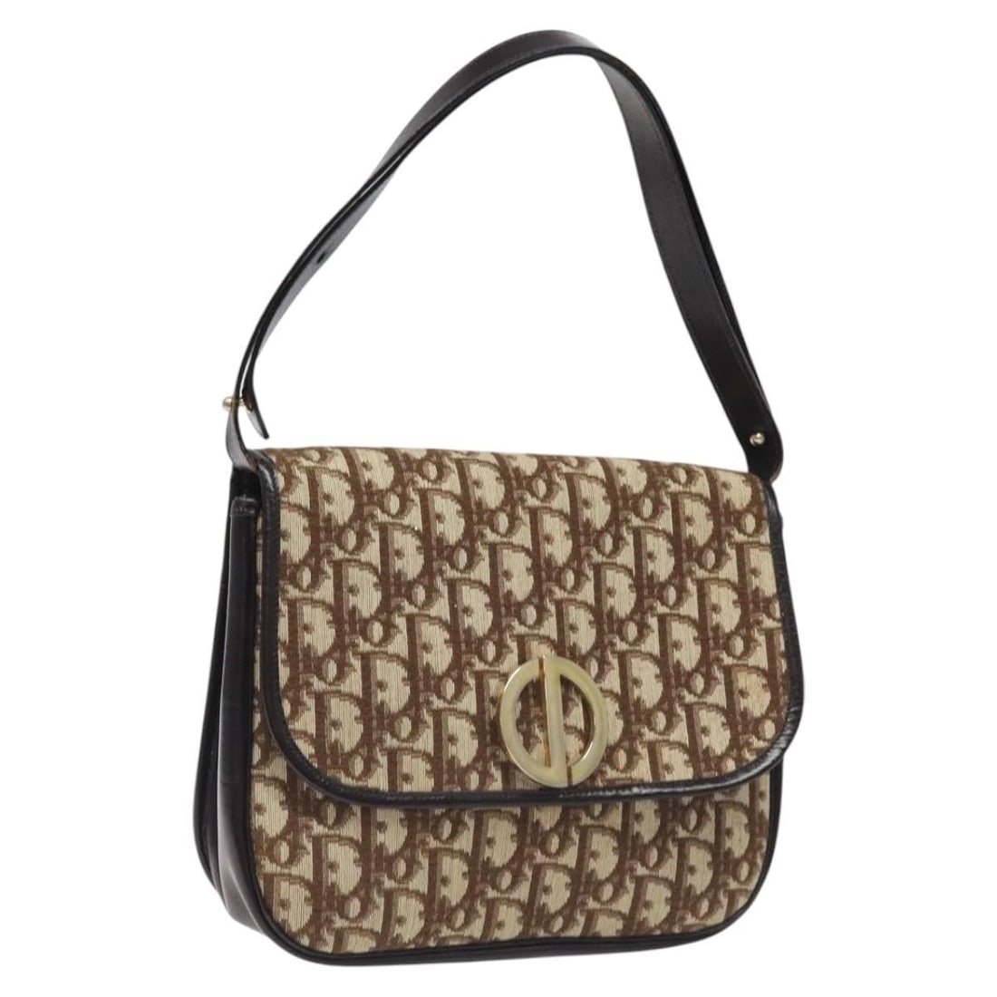 Brown CD Flap Shoulder Bag by Christian Dior Vintage: Brown CD Flap Shoulder Bag by Christian Dior Vintage This pre-owned Christian Dior shoulder bag features a classic flap design in brown. The bag shows signs of previous use, including surface rubbing,