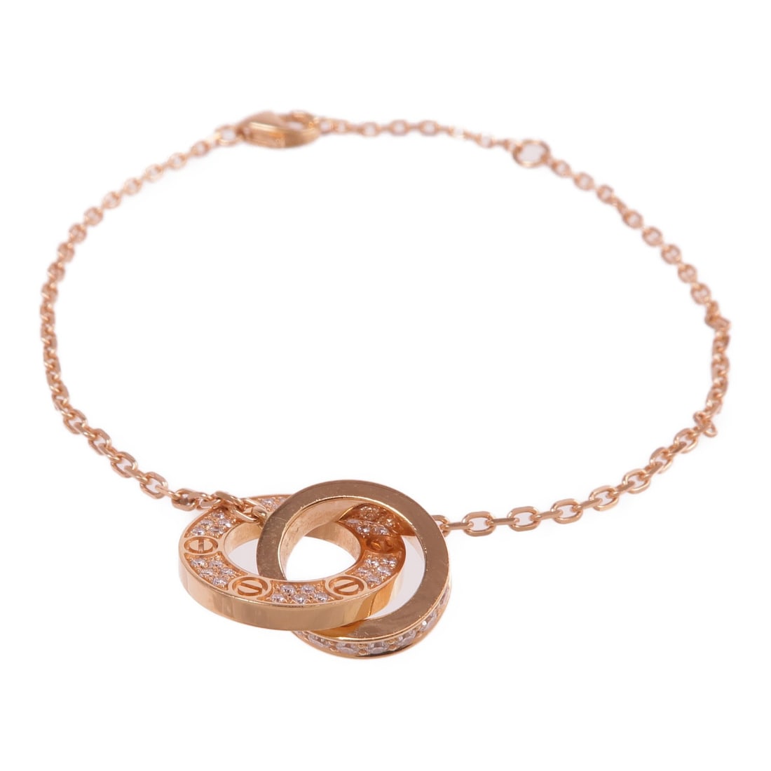 Cartier 18K Pink Gold Love Chain Bracelet With Pave Diamonds (1 of 10)