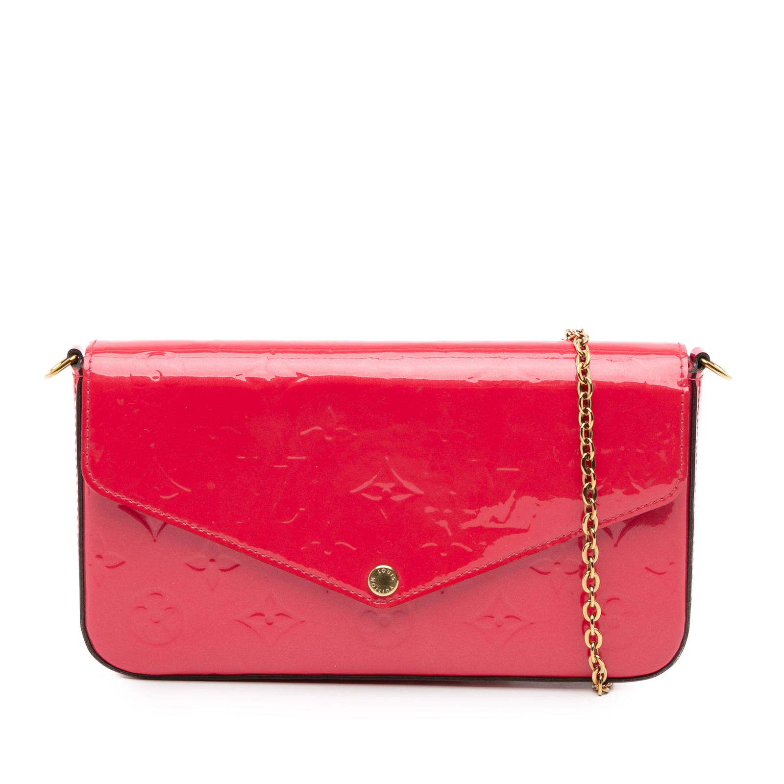 Louis Vuitton Monogram Vernis Pochette Felicie Red Leather Bag: Louis Vuitton Monogram Vernis Pochette Felicie Red Leather Bag The Louis Vuitton Monogram Vernis Pochette Felicie is a stylish and versatile handbag, crafted from high-quality leather in a vibrant red