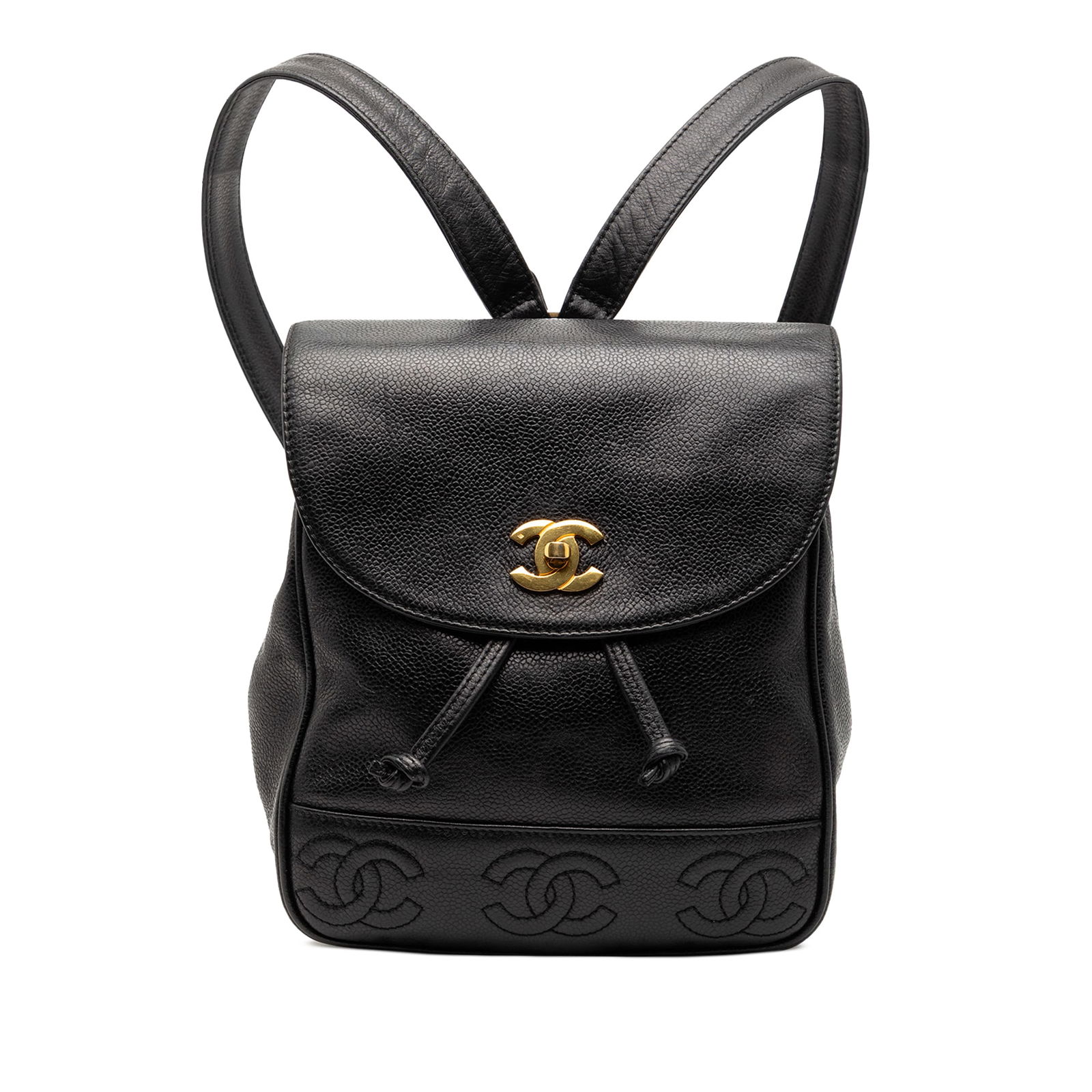 Black Caviar Leather Chanel Triple CC Backpack with Gold Hardware (1 of 8)