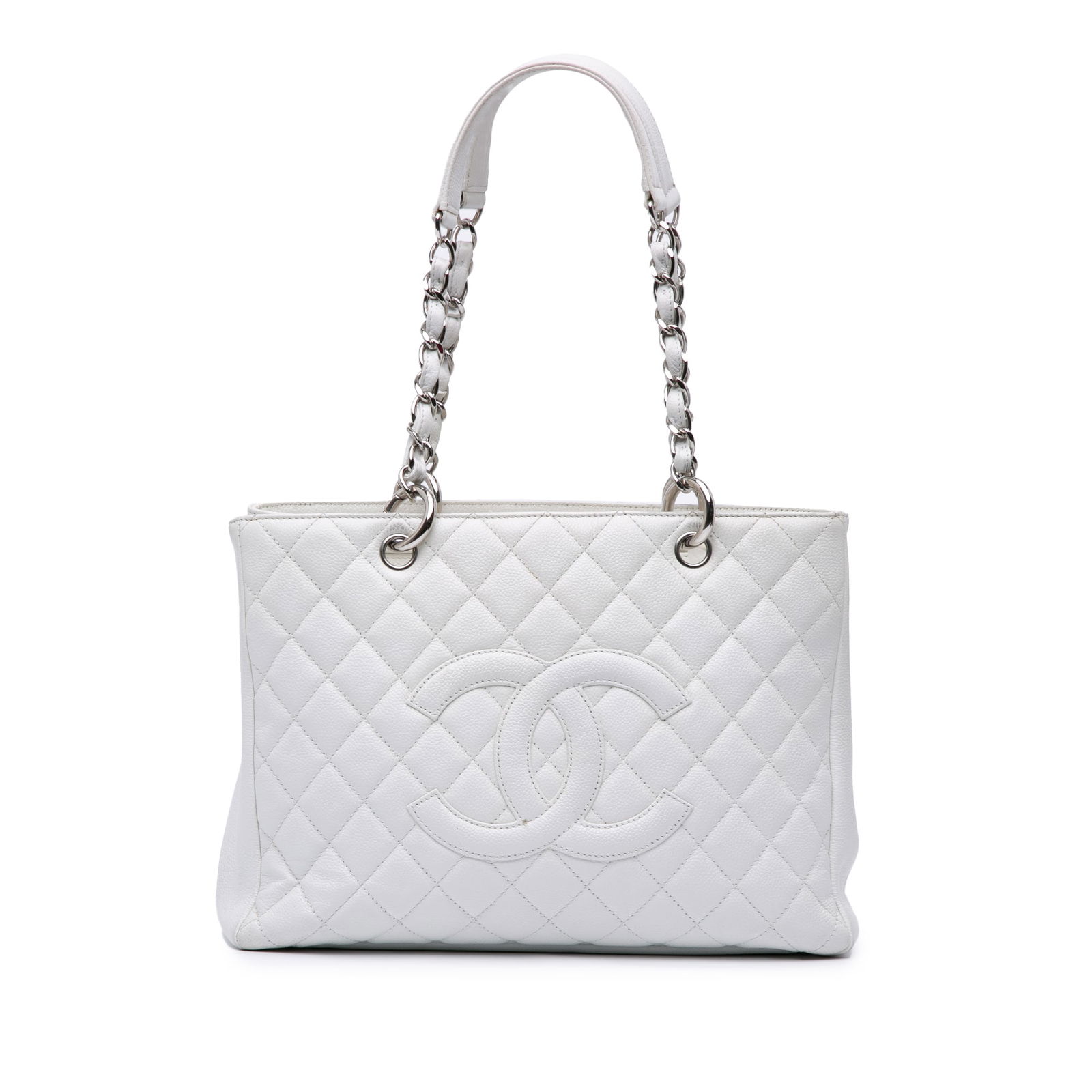 Chanel Caviar Grand Shopping Tote White Leather Italy Luxury Bag (1 of 13)