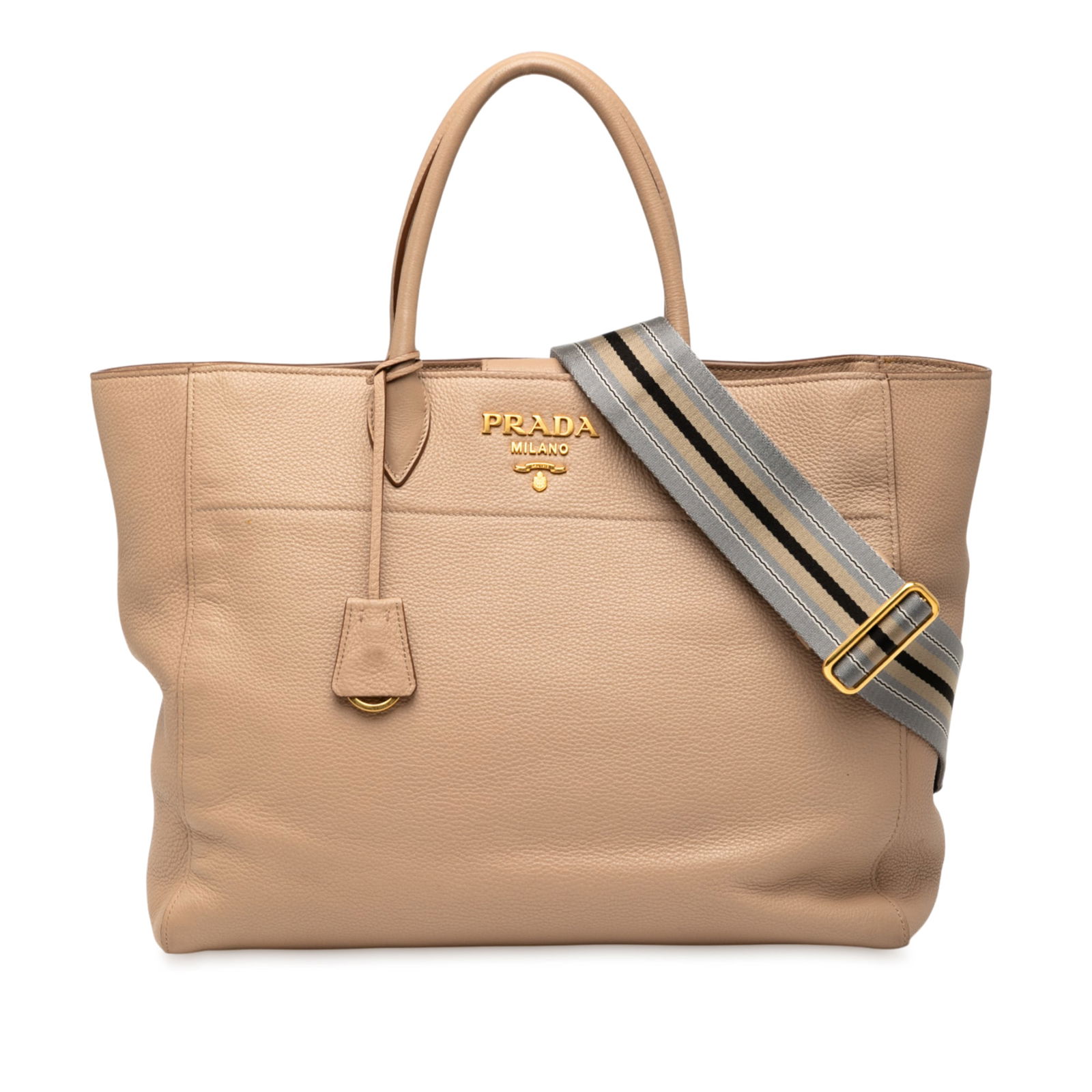 Prada Vitello Phenix Convertible Tote in Brown Leather: Prada Vitello Phenix Convertible Tote in Brown Leather The Prada Vitello Phenix Open Convertible Tote is a stylish and versatile satchel crafted from high-quality leather. It features rolled leather h