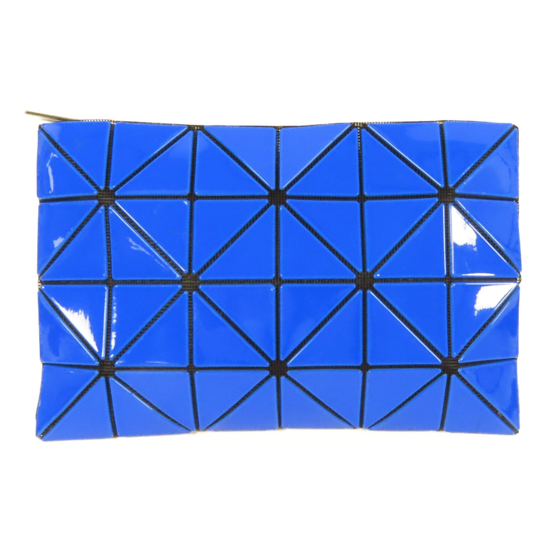 BAO BAO ISSEYMIYAKE Purple Blue PVC Clutch Bag 4x6: BAO BAO ISSEYMIYAKE Purple Blue PVC Clutch Bag 4x6 This stylish BAO BAO ISSEYMIYAKE clutch features a unique and eye-catching design in a blend of purple and blue hues. Made from high-quality PVC, thi