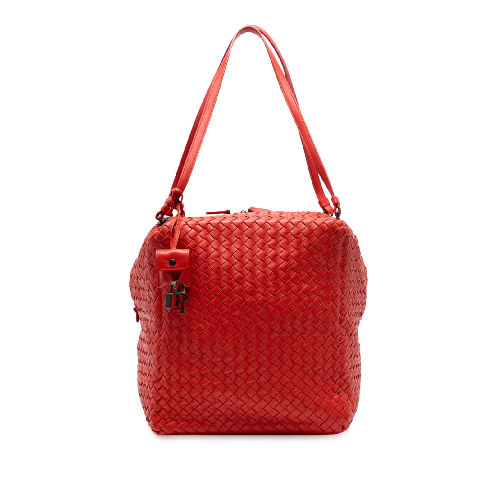 Bottega Veneta Red Nappa Intrecciato Cube Shoulder Bag (1 of 7)