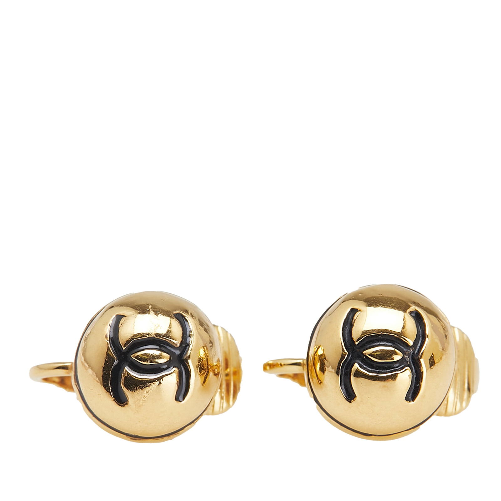 Chanel Gold Plated CC Clip On Earrings France Costume Jewelry (1 of 4)
