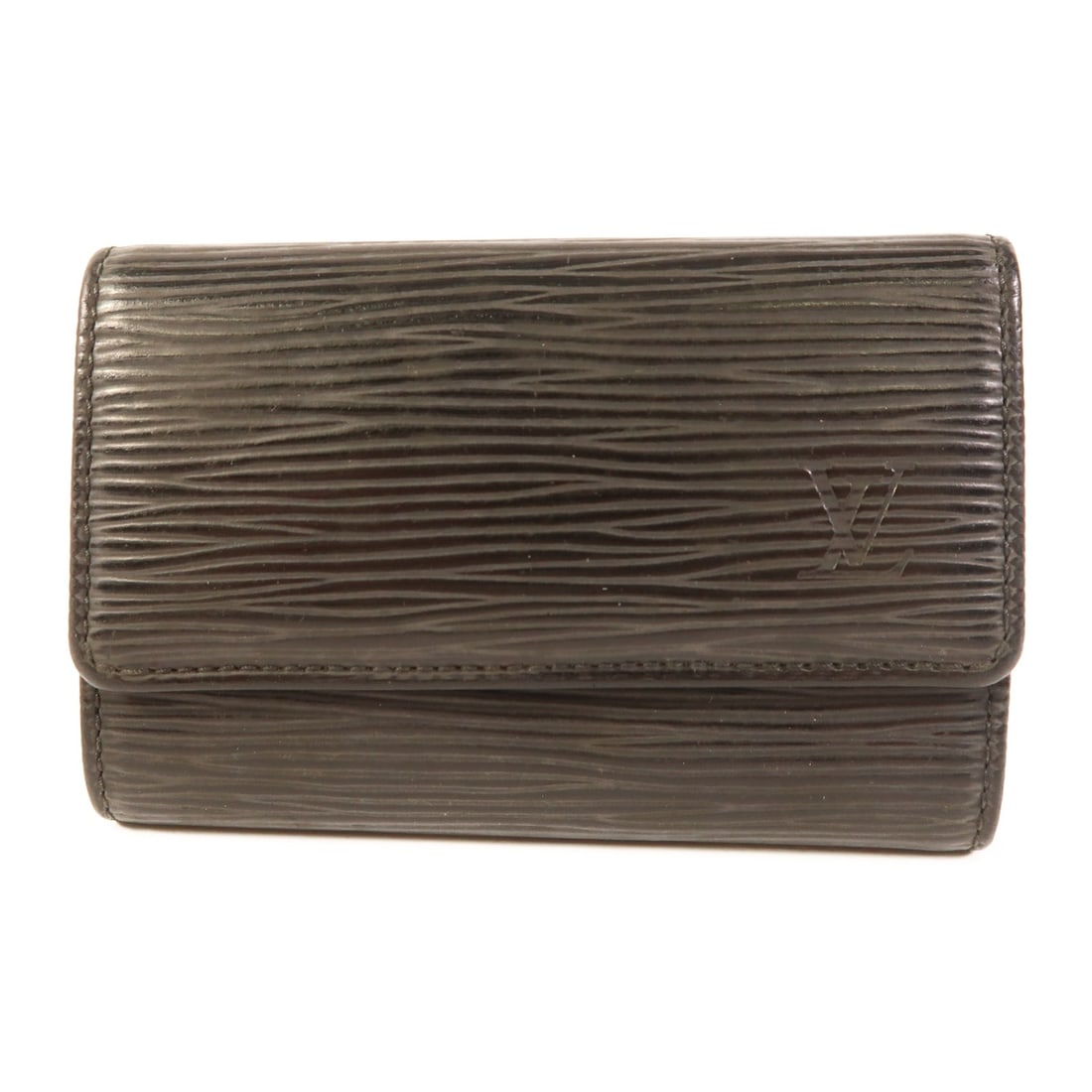 LOUIS VUITTON Epi Leather Key Case M63822 Black SHW: LOUIS VUITTON Epi Leather Key Case M63822 Black SHW This Louis Vuitton key holder is crafted from premium black calfskin leather, showcasing the brand's signature elegance and durability. Designed for