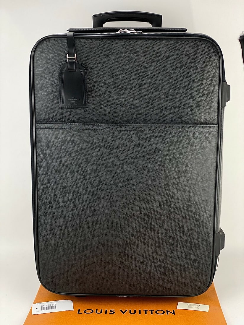Louis Vuitton Taiga Pegase 60 Ardoise Rolling Suitcase Black Leather (1 of 12)