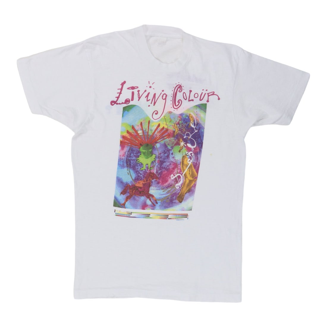 1988 Living Colour Vintage What's Your Favorite Colour Shirt 100% Cotton: 1988 Living Colour Vintage What's Your Favorite Colour Shirt 100% Cotton Step back into the vibrant 1980s with this original vintage 1988 Living Colour "What's Your Favorite Colour" shirt. This authen