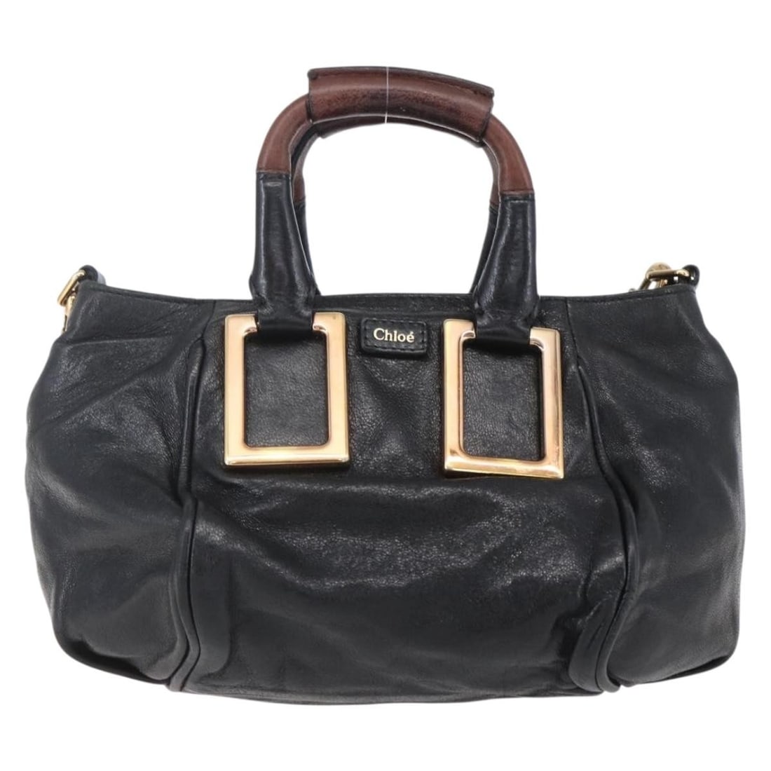 Ethel Shoulder Bag by Chloe in Black Leather: Ethel Shoulder Bag by Chloe in Black Leather This pre-owned Chloe Ethel handbag is crafted in black and designed for women. It is in good condition with visible signs of use, including surface rubbing
