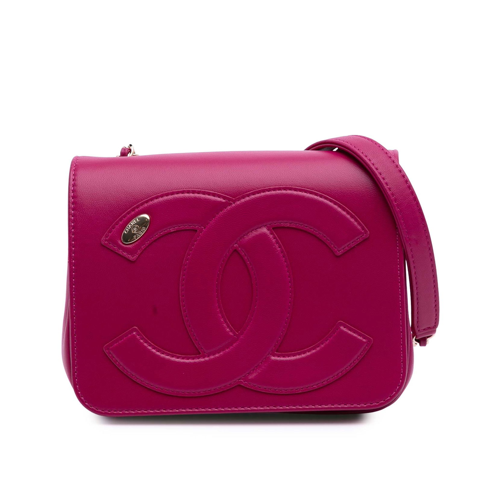 Chanel Pink Lambskin CC Mania Flap Bag with Leather Strap (1 of 11)