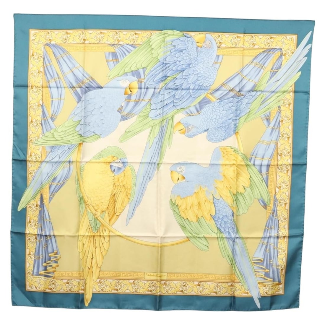 Salvatore Ferragamo Silk Scarf Blue Made in Italy (1 of 13)