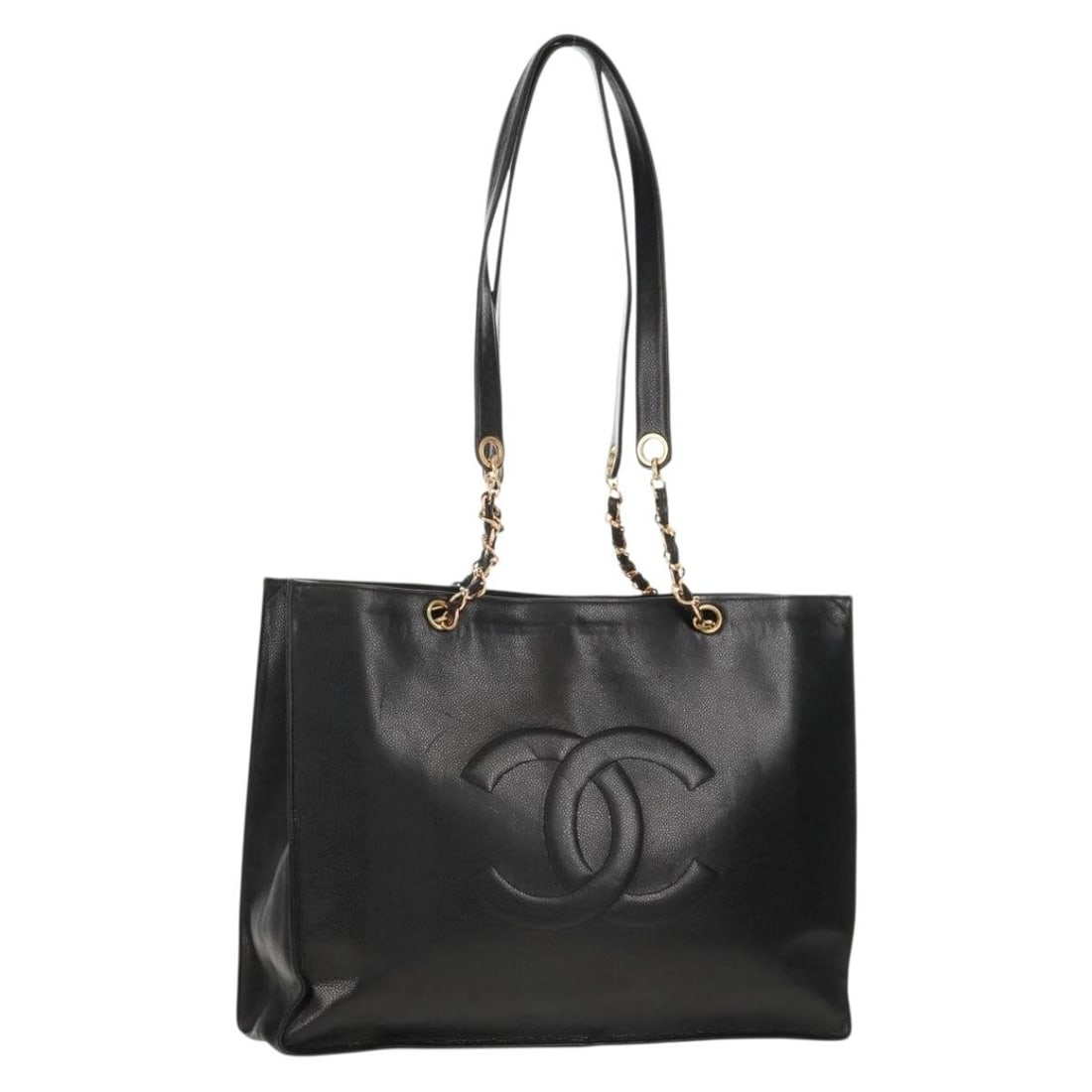 Chanel Black Caviar Skin Tote with Gold Tone Chain and CC Logo (1 of 18)
