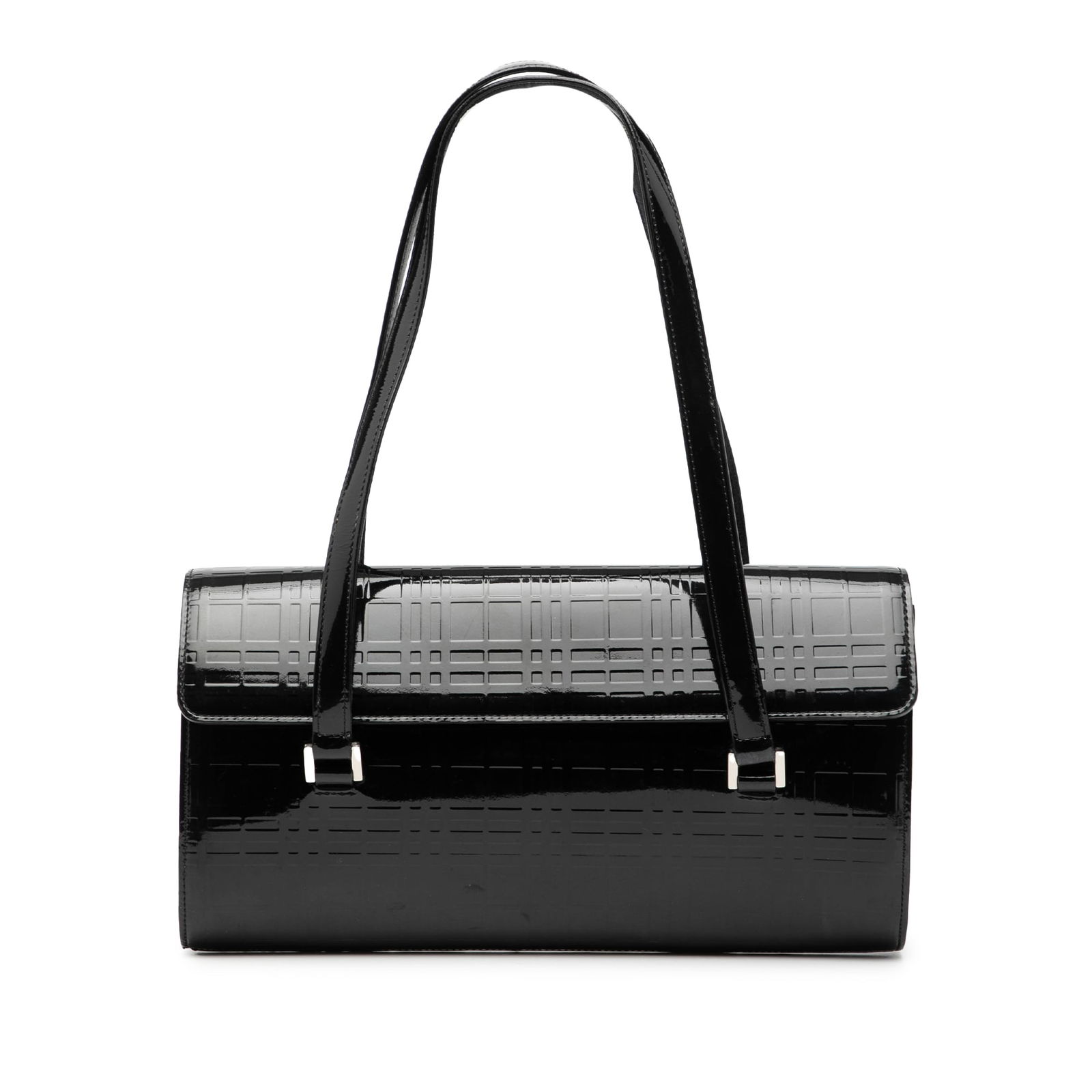 Burberry Black Embossed Patent Leather House Check Shoulder Bag (1 of 6)