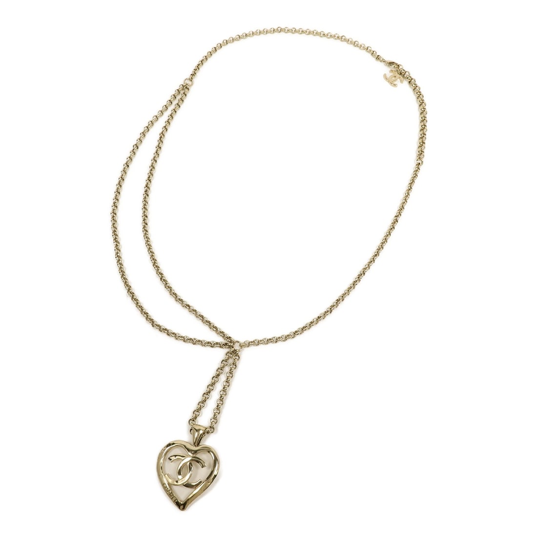 CHANEL Gold Heart Choker Necklace Elegant Design (1 of 11)