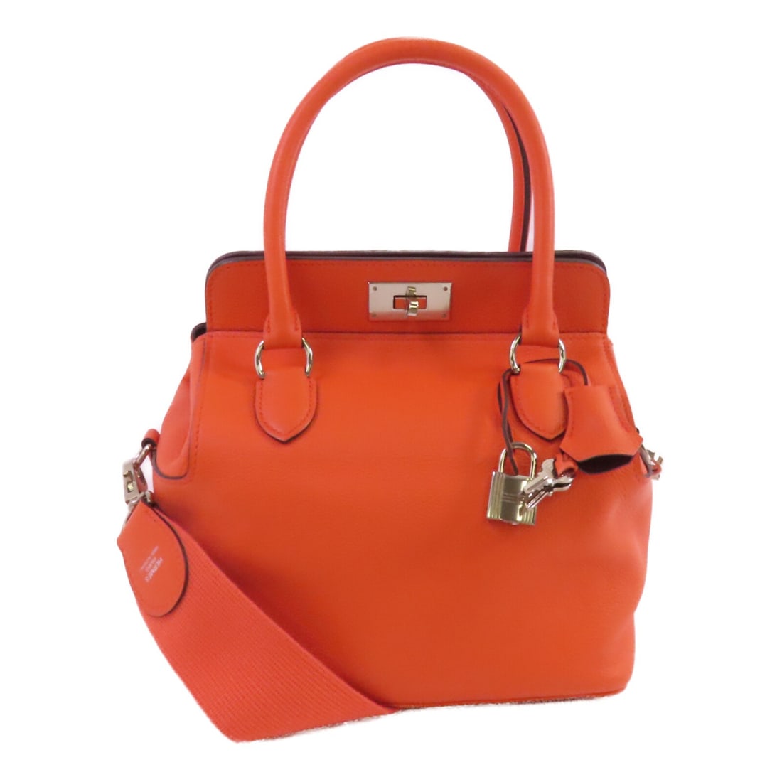 Hermes Toolbox 20 Orange Evercolor Leather Shoulder and Handbag with Palladium Hardware (1 of 18)