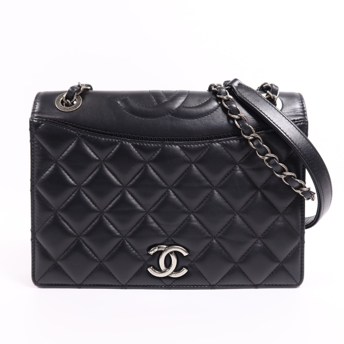 CHANEL Black Lambskin Shoulder Bag A93012 with Silver Hardware (1 of 18)