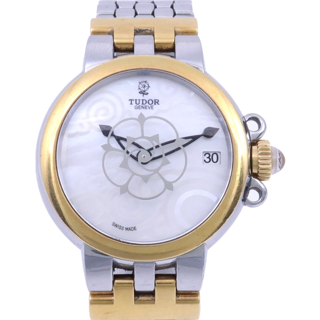 TUDOR Clair De Rose Quartz Stainless Steel White Watch 35701: TUDOR Clair De Rose Quartz Stainless Steel White Watch 35701 Discover the elegance of the TUDOR Clair De Rose Quartz Watch, a stunning timepiece crafted from high-quality stainless steel. This wristwa