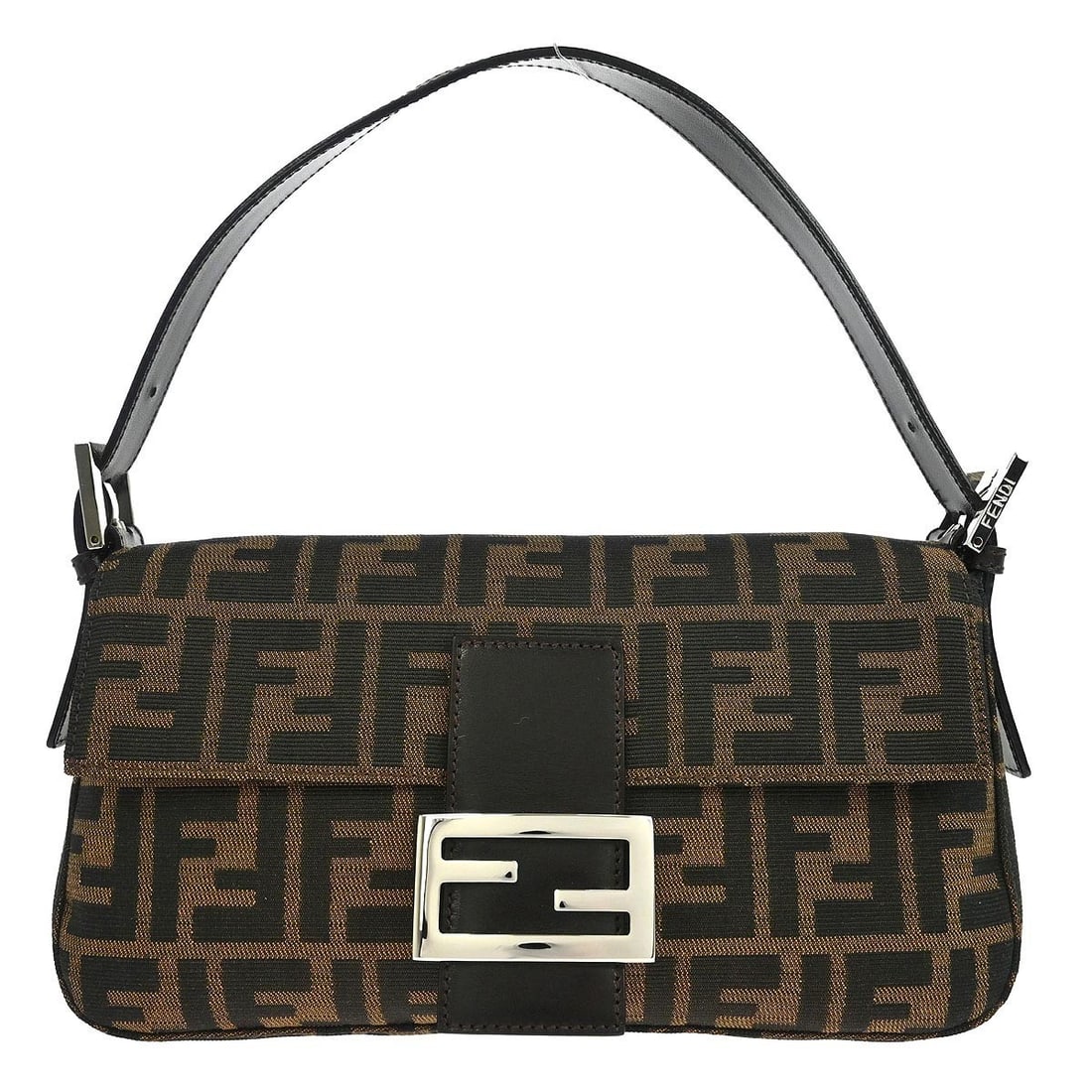 Fendi Brown Canvas Zucca Baguette Handbag with Silver Hardware (1 of 10)